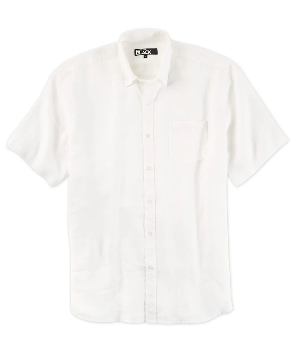Westport Black Short Sleeve Solid Linen Sport Shirt