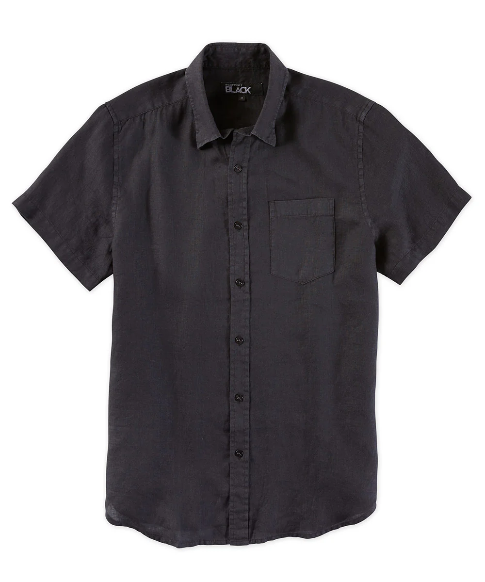 Westport Black Short Sleeve Solid Linen Sport Shirt - Image 3