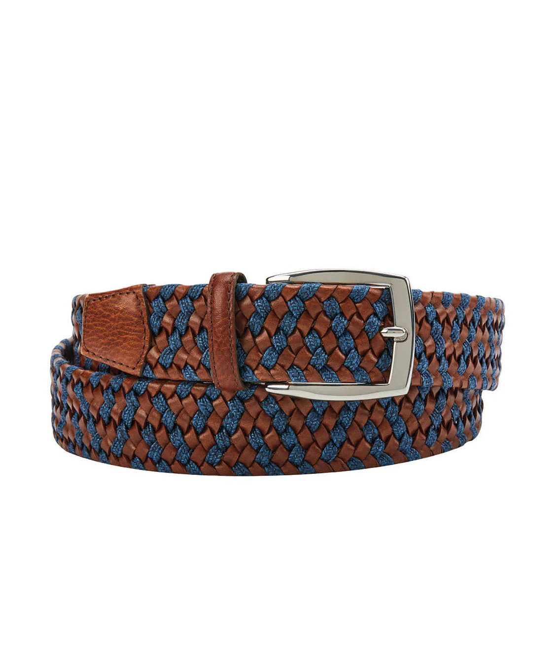 Italian Leather & Linen Elastic Braid Belt - Image 5