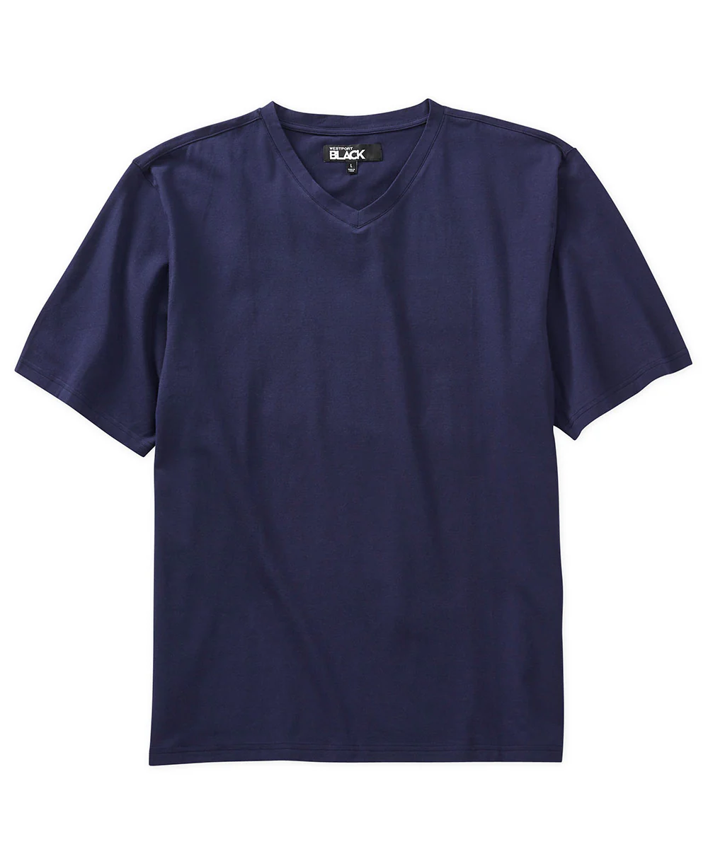 Westport Black Short Sleeve Pima Stretch Solid V-Neck Tee - Image 4