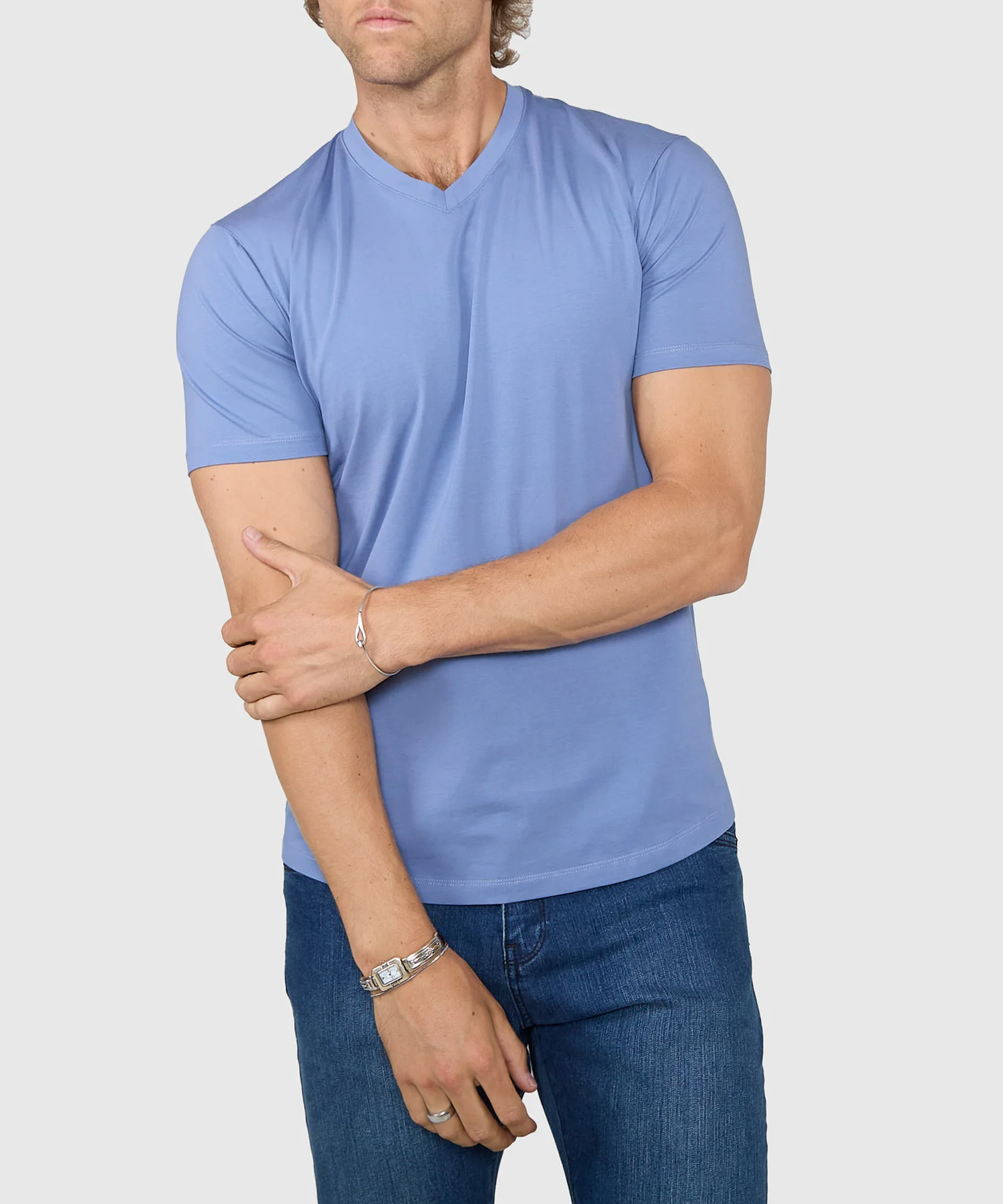 Westport No-Tuck Stretch V-neck Tee Shirt - Image 8