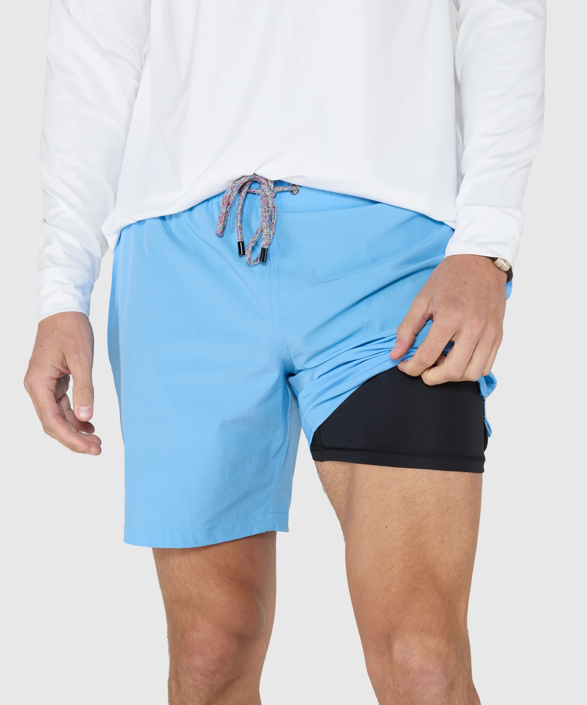 Westport Black Hampton Solid Stretch Swim Trunk with Boxer Lining - Image 13