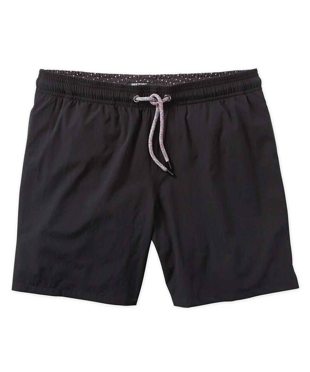 Westport Black Hampton Solid Stretch Swim Trunk with Boxer Lining - Image 9