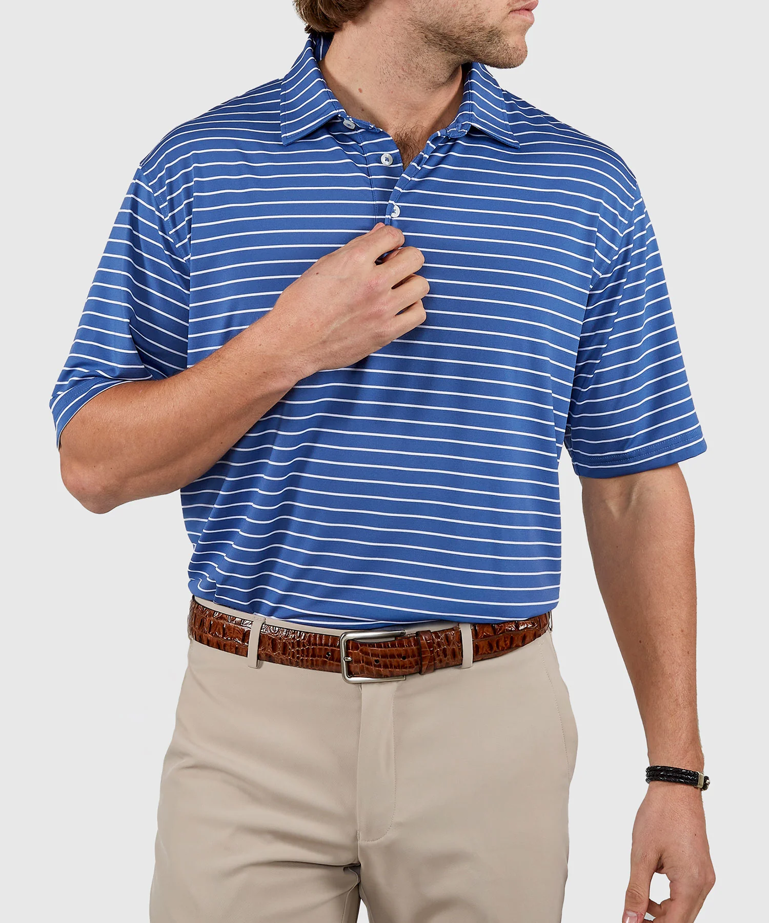 Westport Lifestyle Short Sleeve Stripe Polo Knit Shirt - Image 21