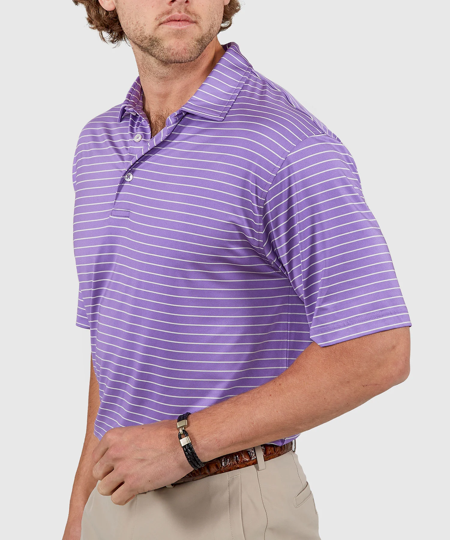 Westport Lifestyle Short Sleeve Stripe Polo Knit Shirt - Image 30