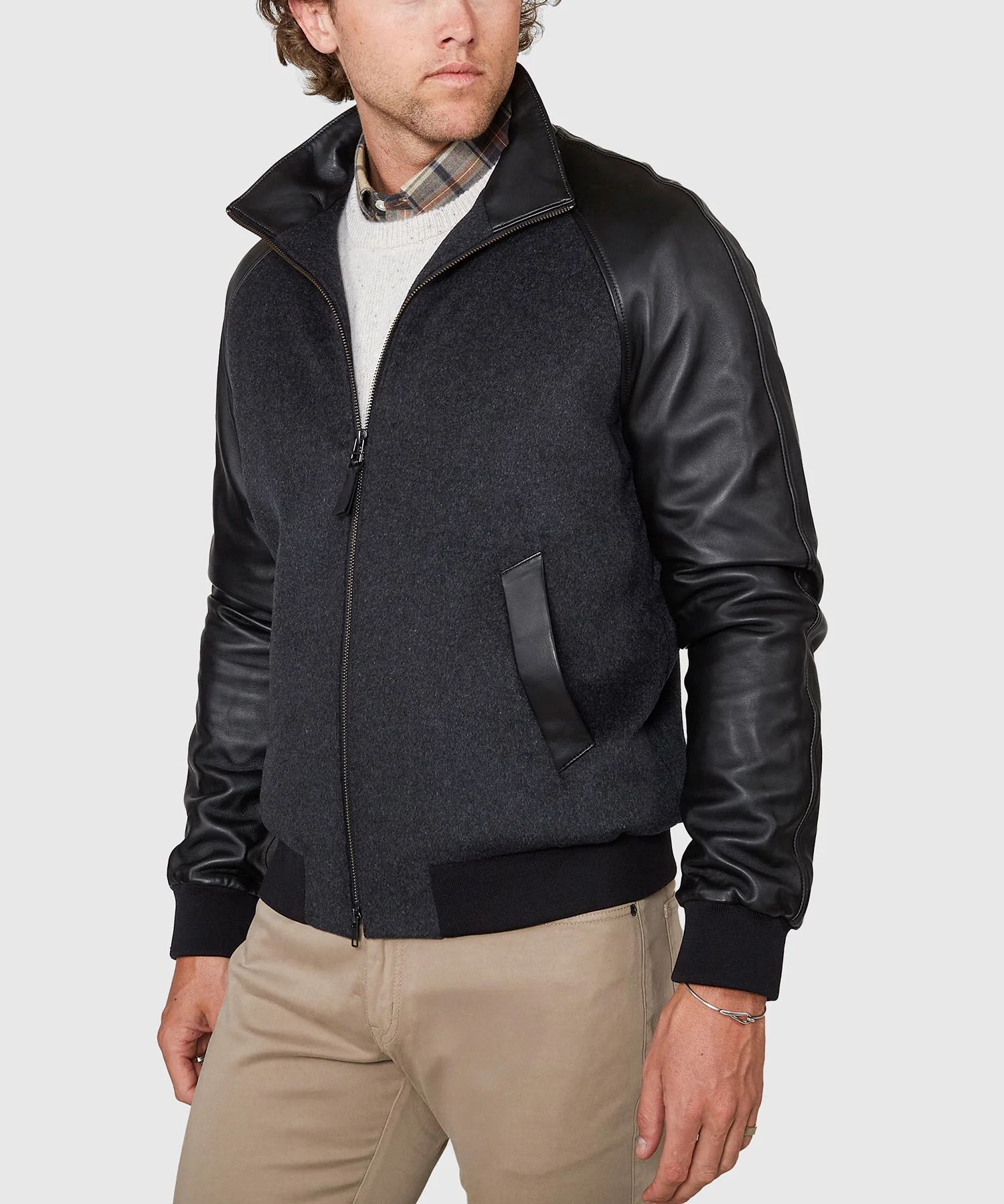 Westport Black Cashmere & Lambskin Bomber Jacket - Image 5