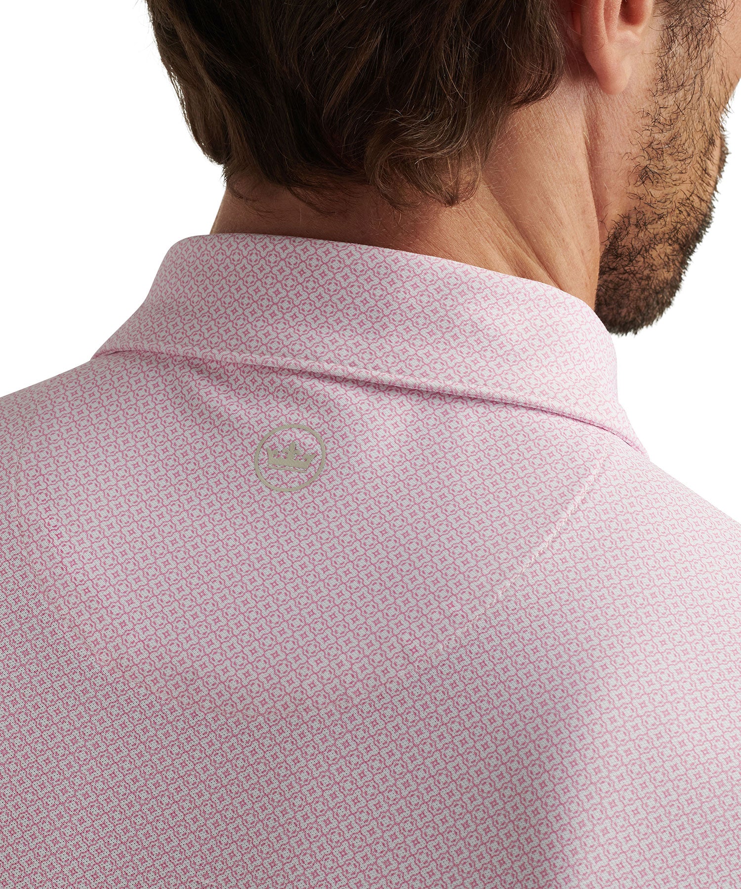 Peter Millar Short Sleeve Costa Geo Print Mesh Polo Knit Shirt - Image 5