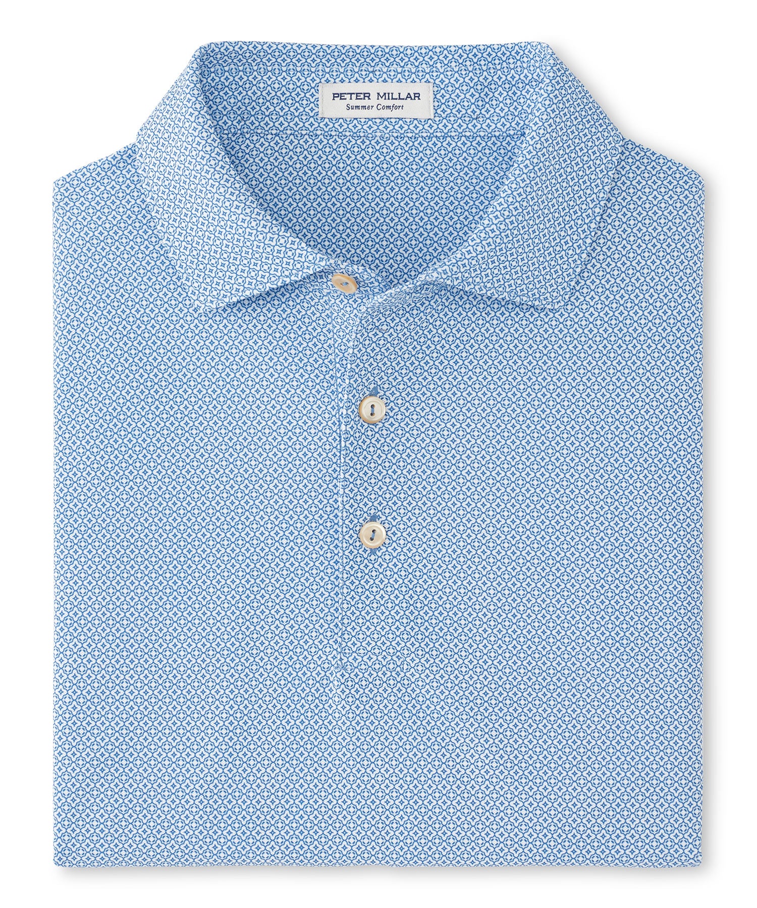Peter Millar Short Sleeve Costa Geo Print Mesh Polo Knit Shirt - Image 6