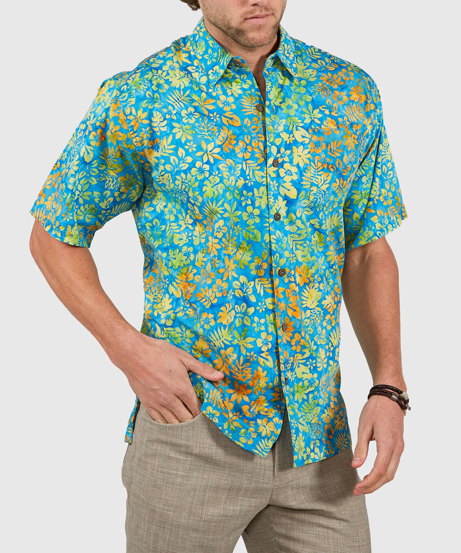 Westport Black Short Sleeve Batik Print Camp Shirt - Image 3