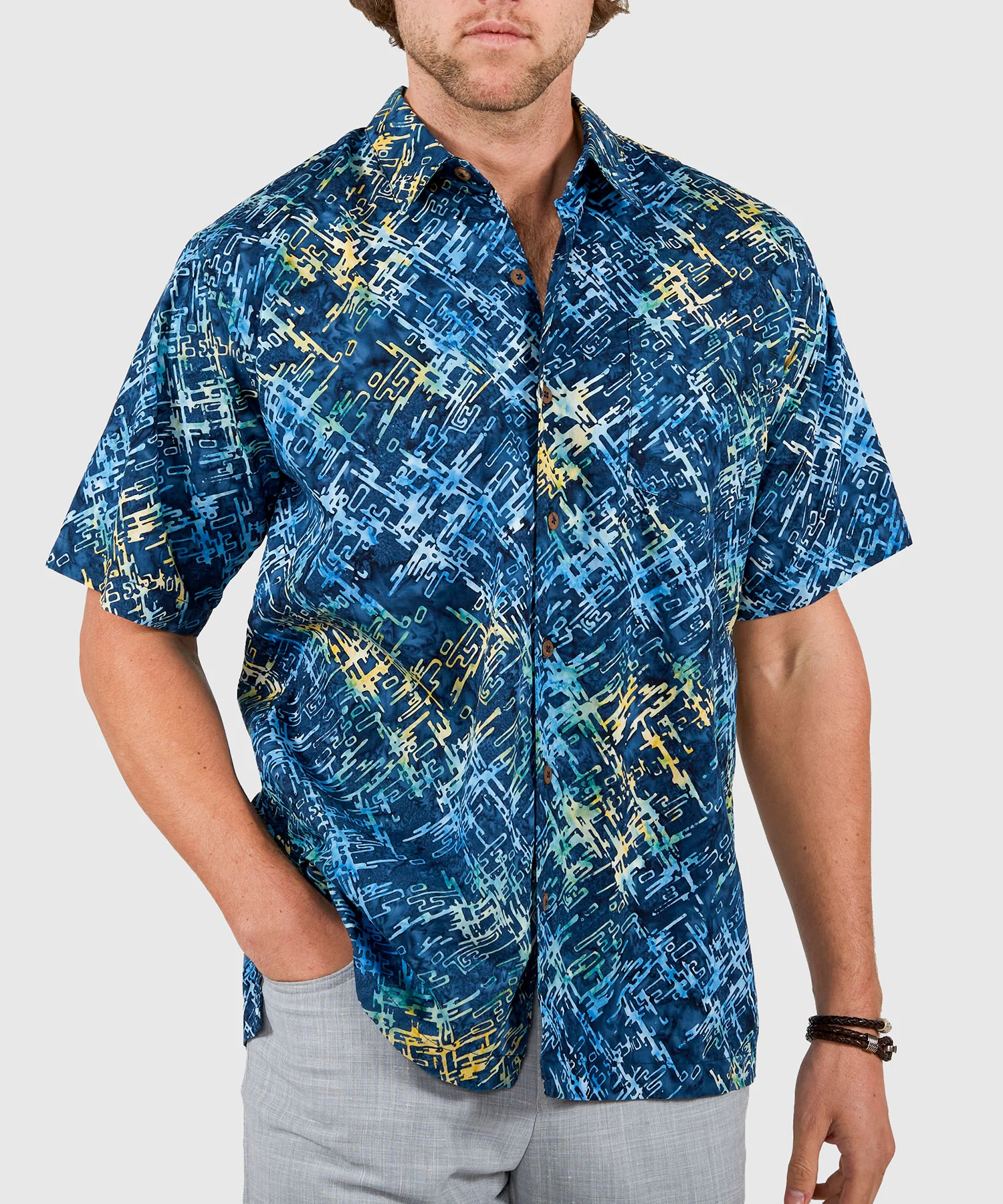 Westport Black Short Sleeve Batik Print Camp Shirt - Image 2