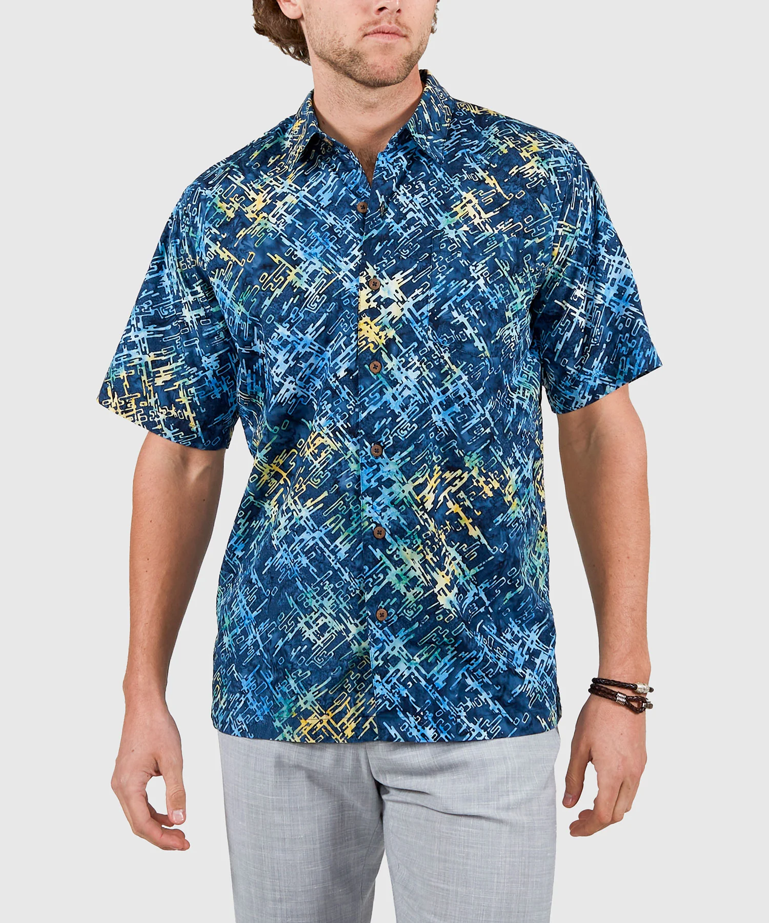 Westport Black Short Sleeve Batik Print Camp Shirt - Image 3