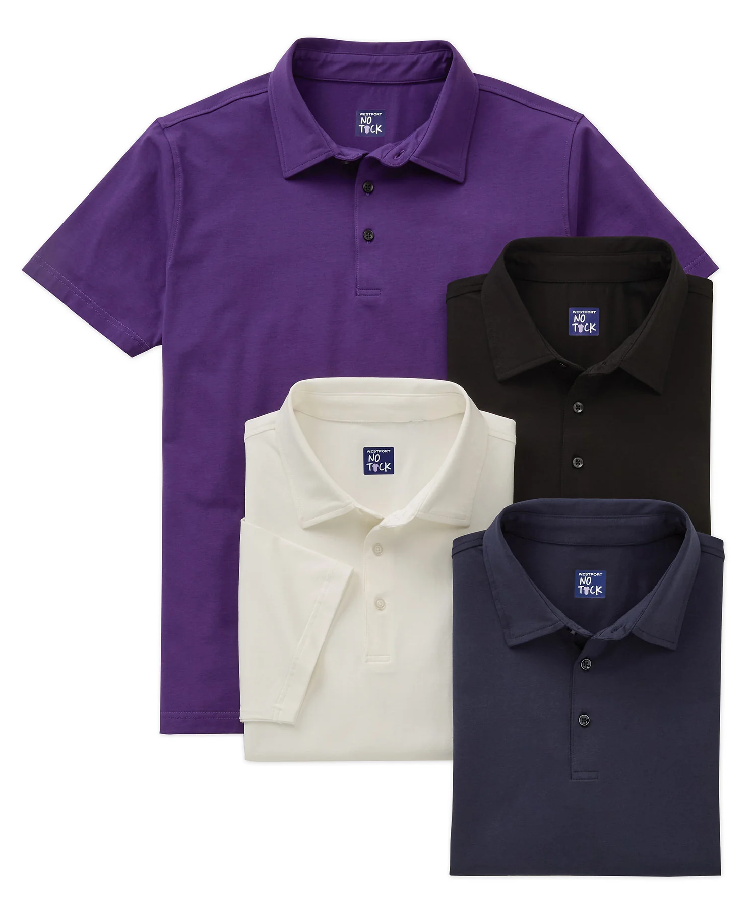 Westport No-Tuck Short Sleeve Cotton Performance Stretch Polo Knit Shirt - Image 2