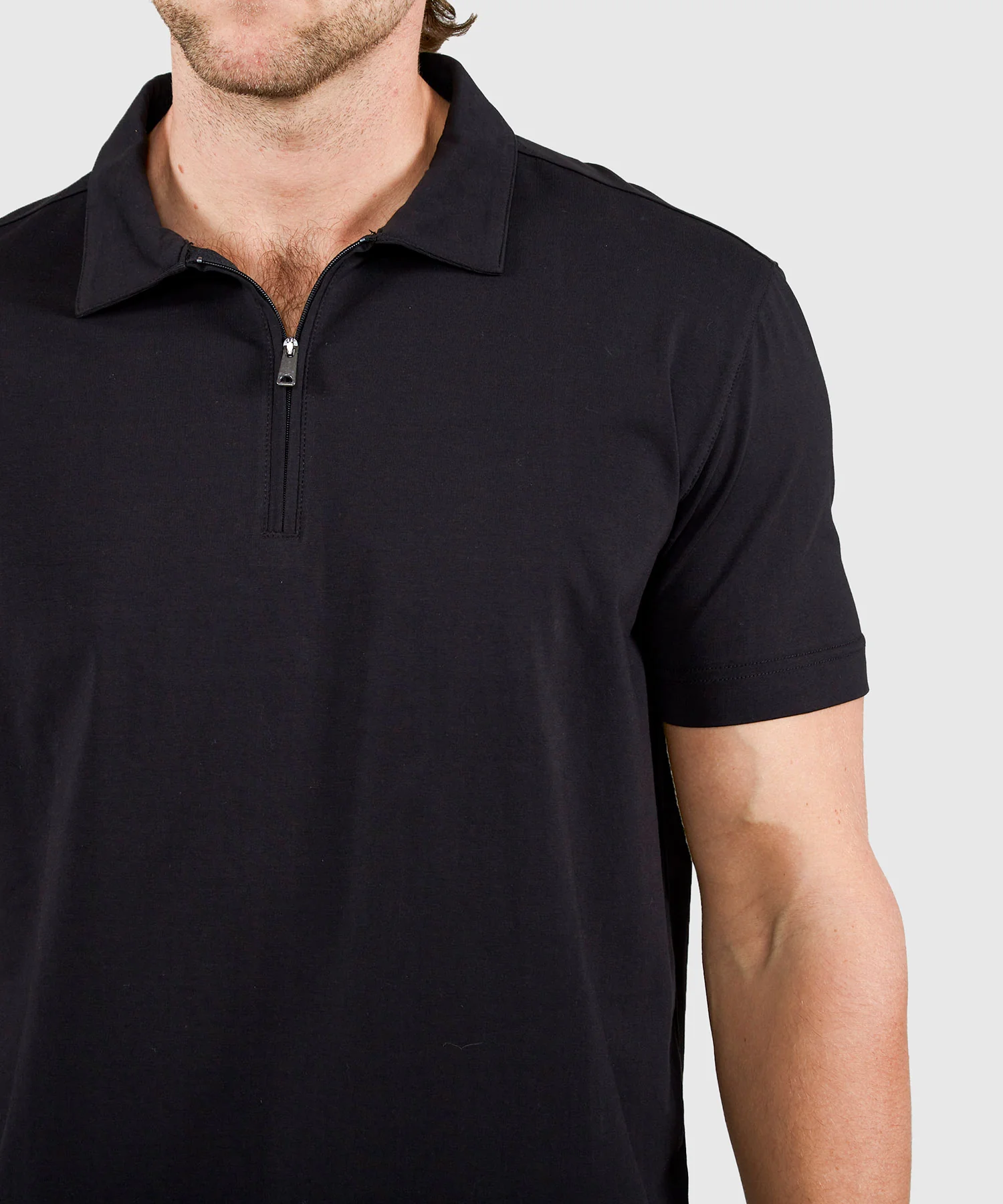 Westport No-Tuck Short Sleeve Cotton Performance Stretch Zip Polo - Image 4
