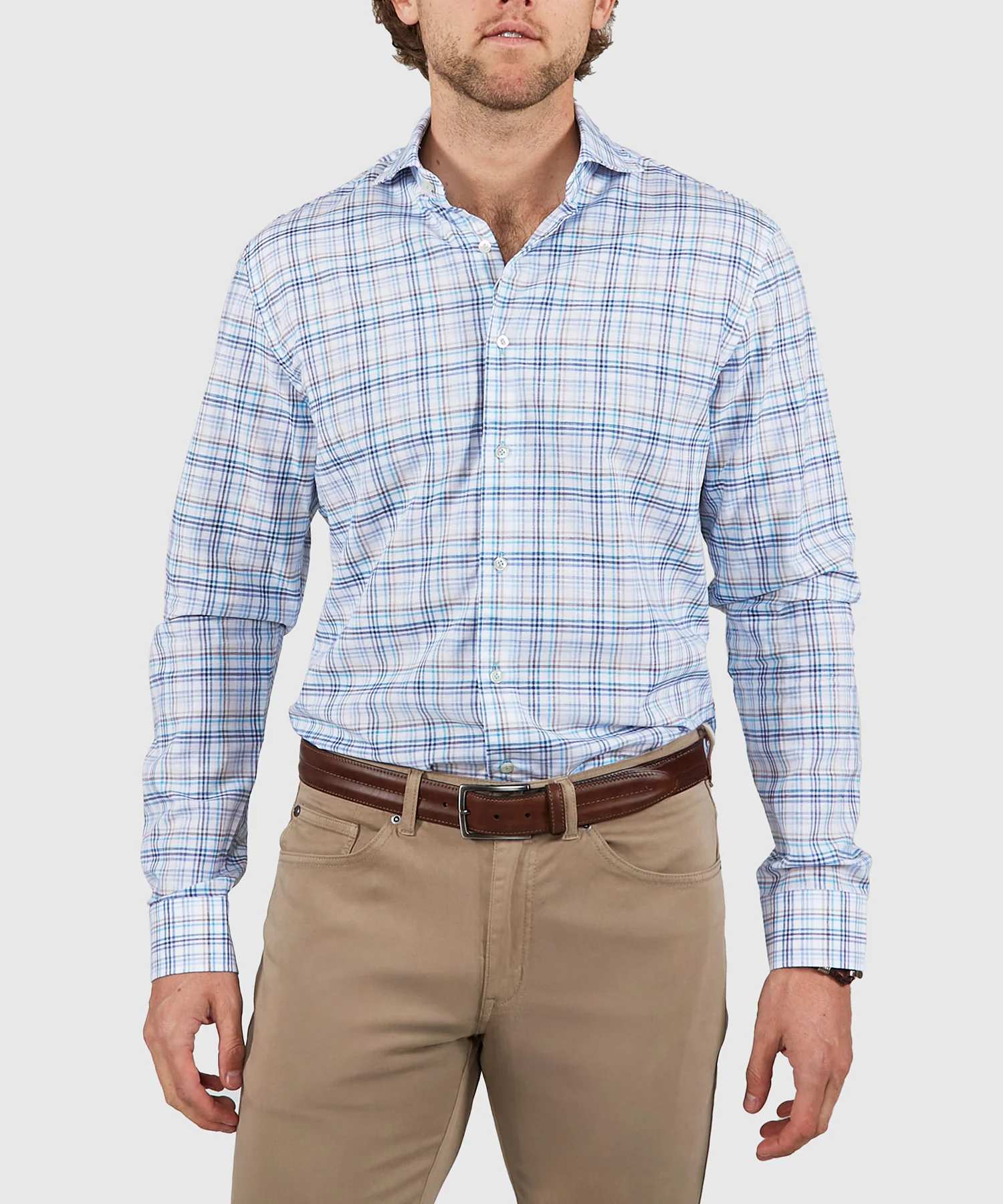 Westport Black Long Sleeve Semi Spread Button Under Collar Plaid Sport Shirt - Image 2