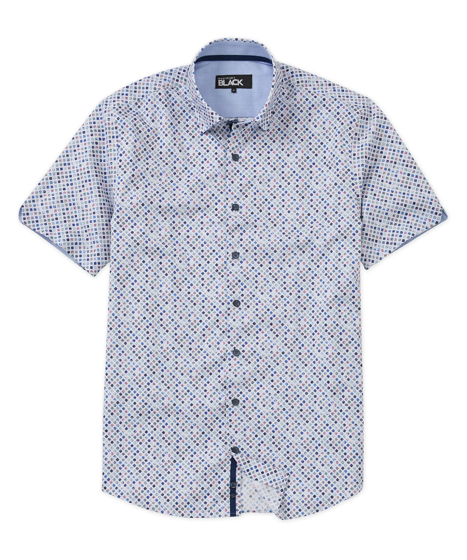 Westport Black Short Sleeve Semi Spread Button Under Collar Print Sport Shirt - Image 26