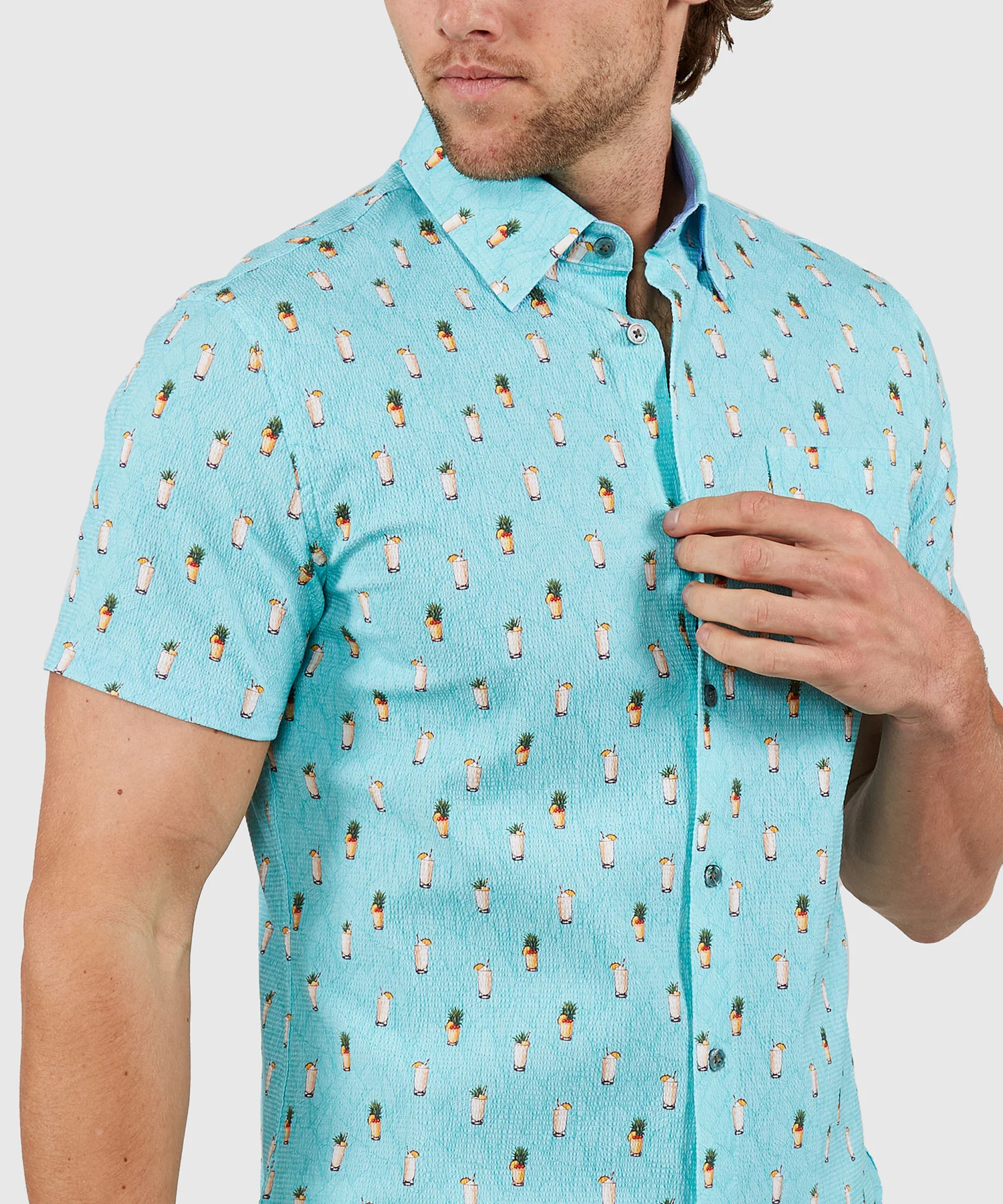 Westport Lifestyle Short Sleeve Seersucker Print Sport Shirt - Image 11