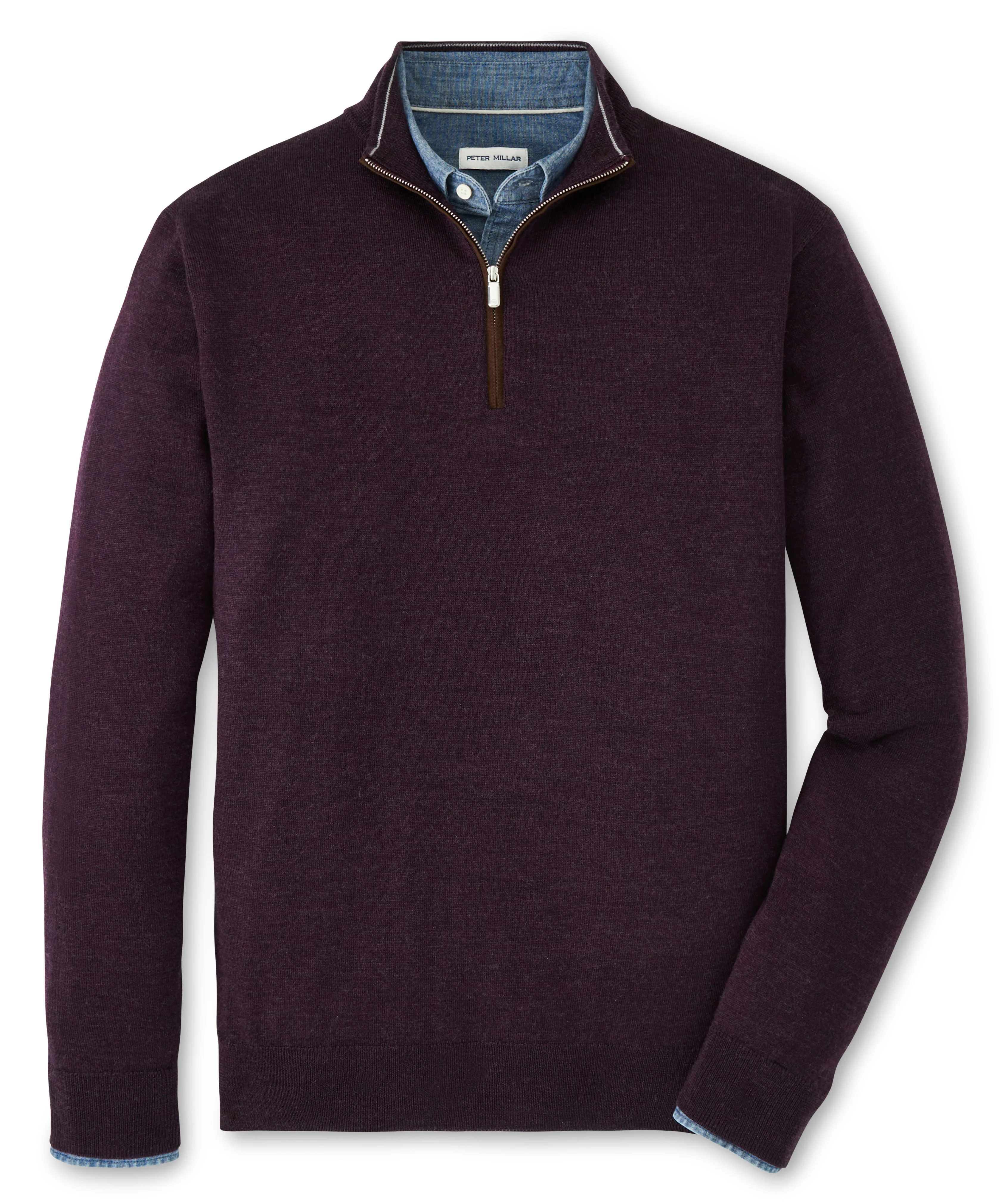 Peter Millar Long Sleeve Autumn Crest Suede Trim Quarter Zip Pullover - Image 25