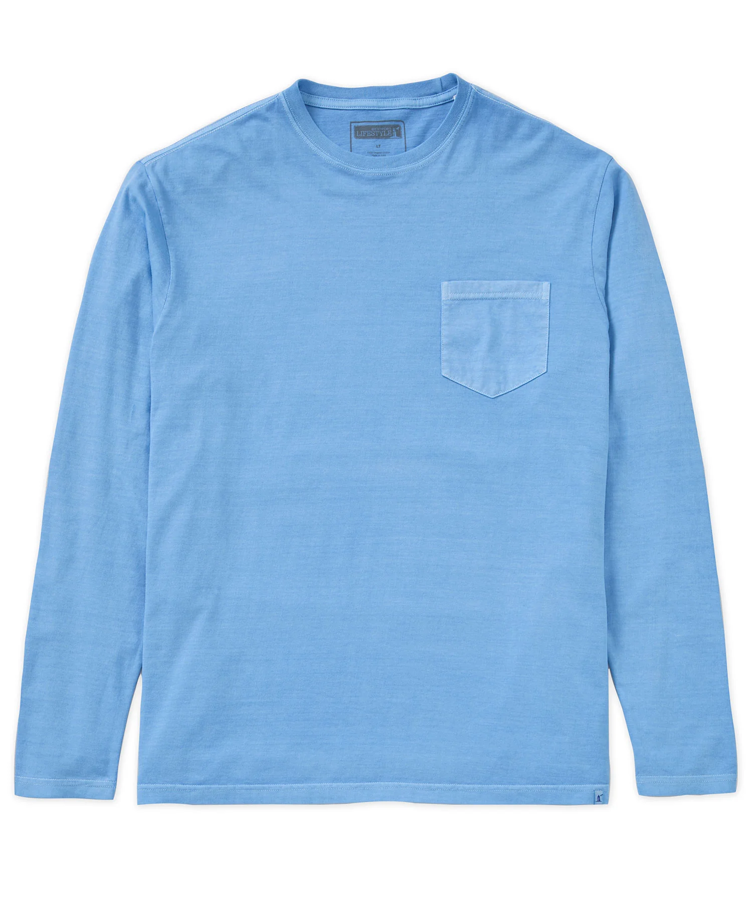 Westport Lifestyle Long Sleeve Ocean Washed Crew Neck Pocket T-Shirt - Image 11