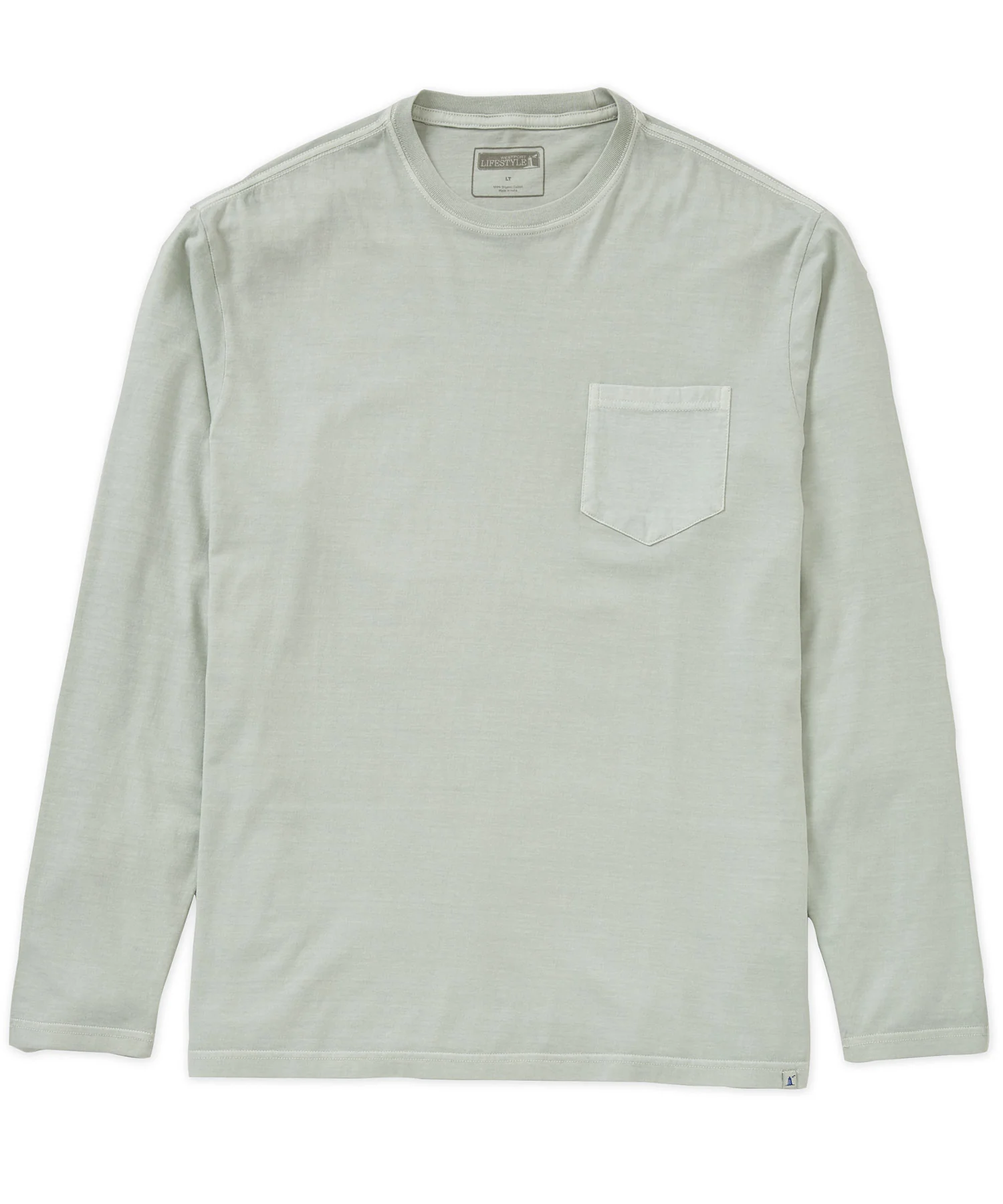 Westport Lifestyle Long Sleeve Ocean Washed Crew Neck Pocket T-Shirt - Image 19