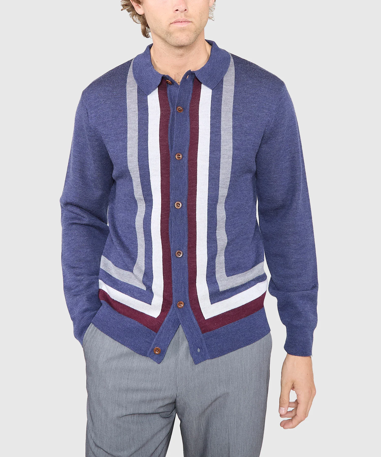Westport Black Long Sleeve Havana Button Front Polo - Image 3
