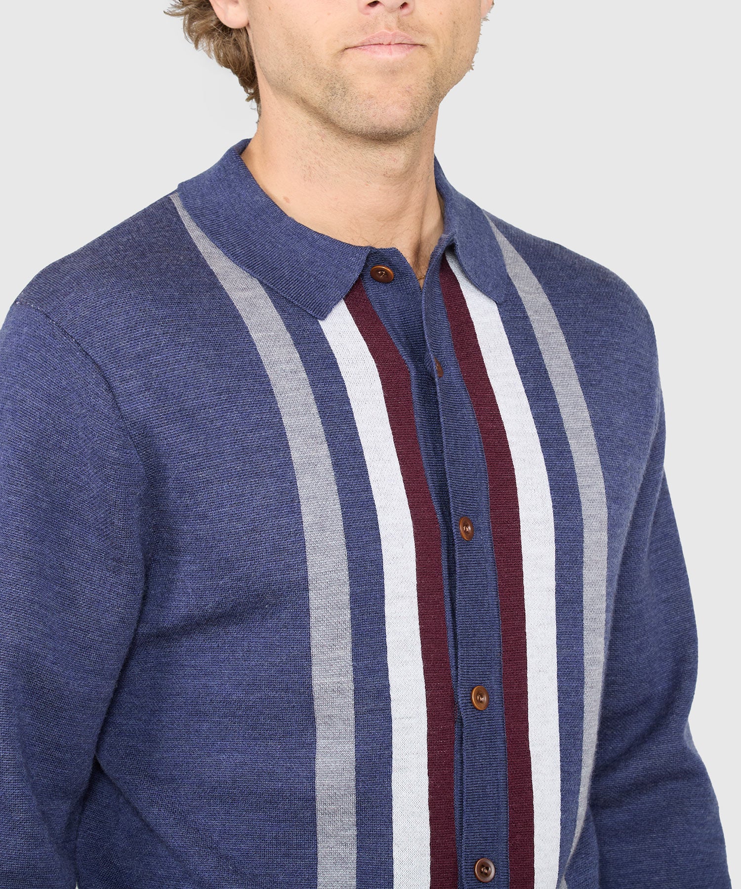 Westport Black Long Sleeve Havana Button Front Polo - Image 5