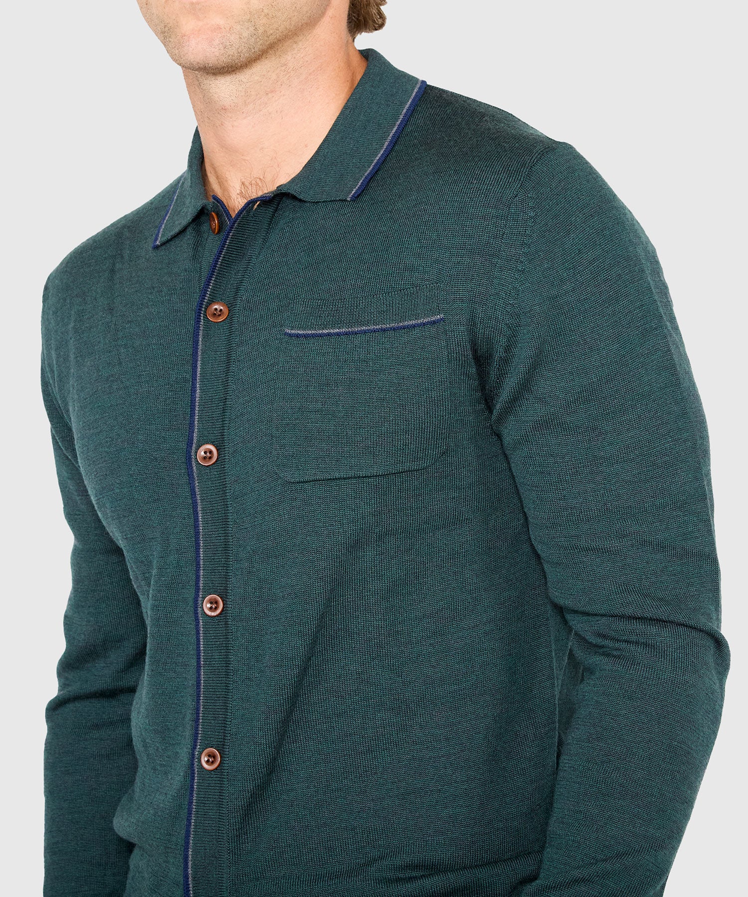 Westport Black Long Sleeve Sparks Retro Tipped Button Front Polo - Image 3