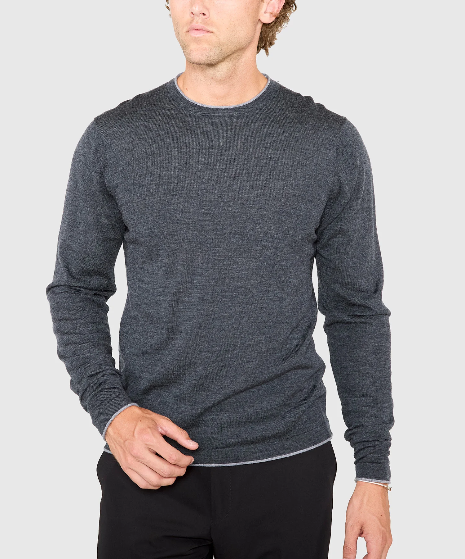 Westport Black Long Sleeve Westbrook Tipped Crew Pullover - Image 14