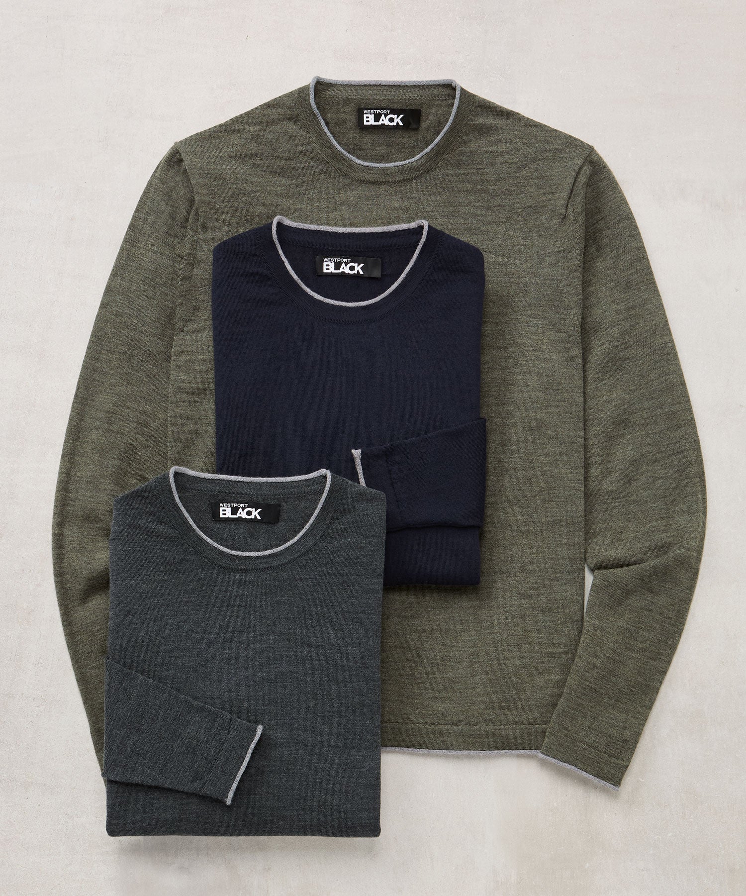 Westport Black Long Sleeve Westbrook Tipped Crew Pullover - Image 2