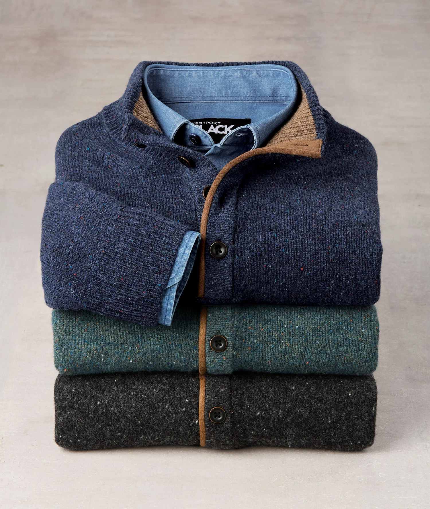 Westport Black Benson Donegal Button Mock Sweater - Image 2