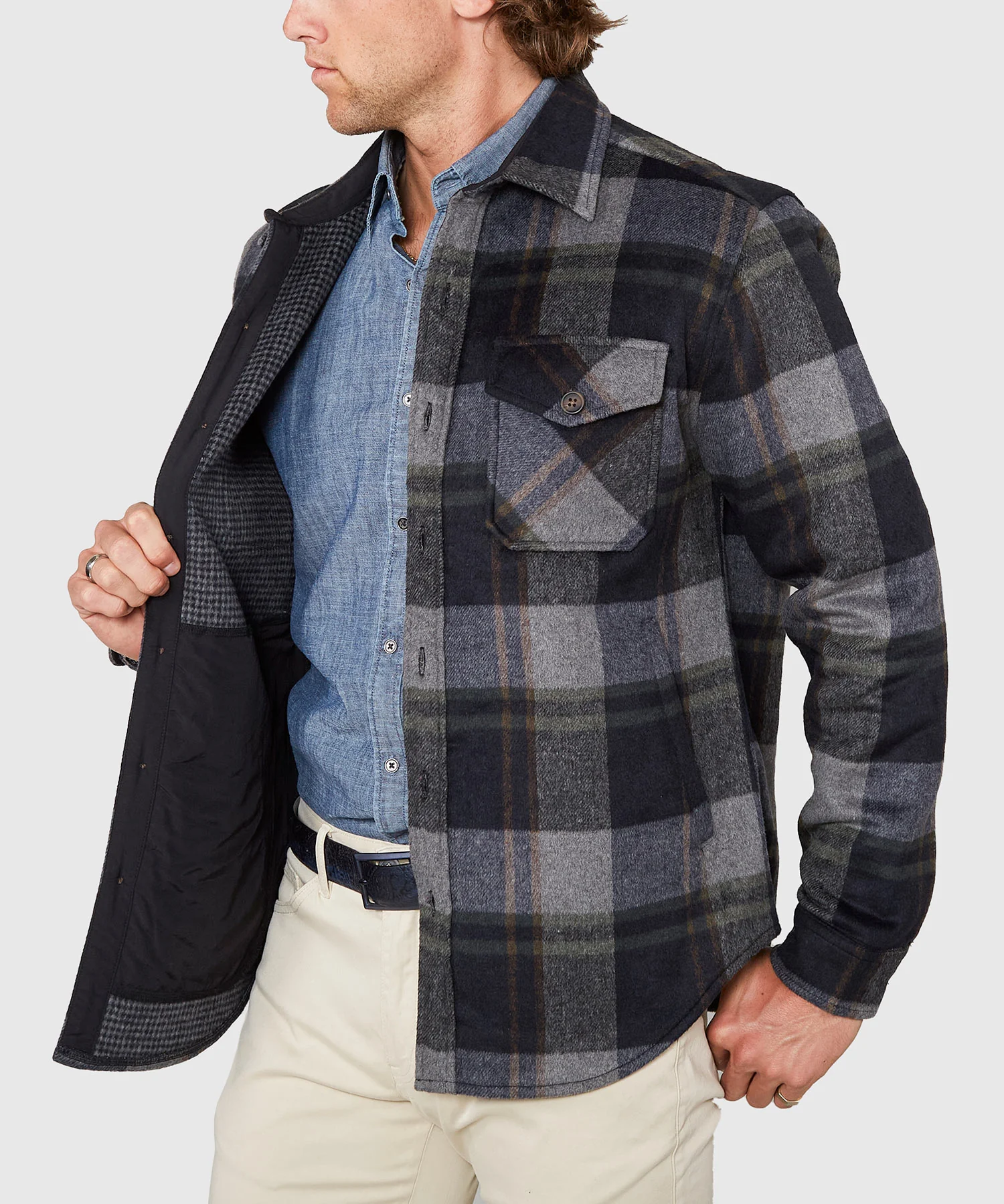 Westport Black Ridgeview Wool Blend Houndstooth Shirt Jacket - Image 4