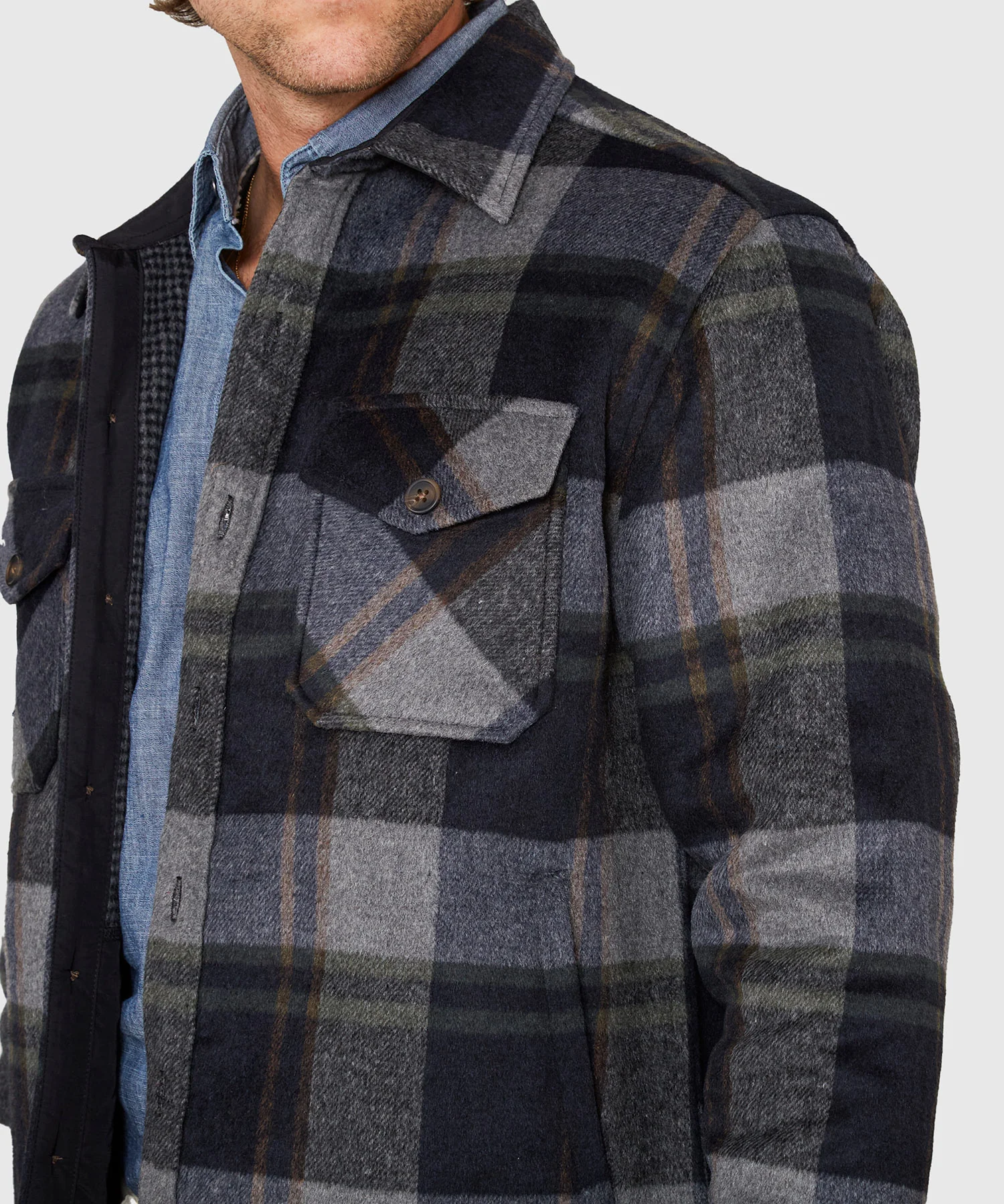 Westport Black Ridgeview Wool Blend Houndstooth Shirt Jacket - Image 5