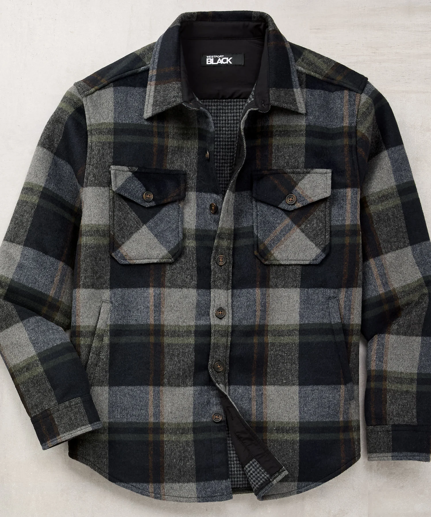 Westport Black Ridgeview Wool Blend Houndstooth Shirt Jacket - Image 6