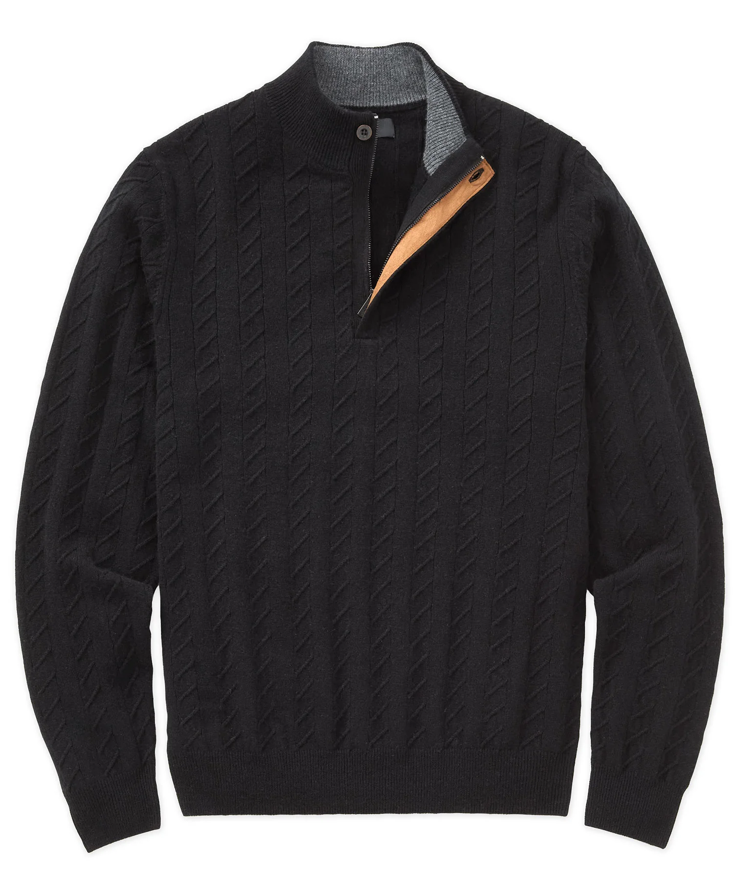 Westport Black Long Sleeve Monaco Cable Knit Button Mock Pullover Sweater - Image 11