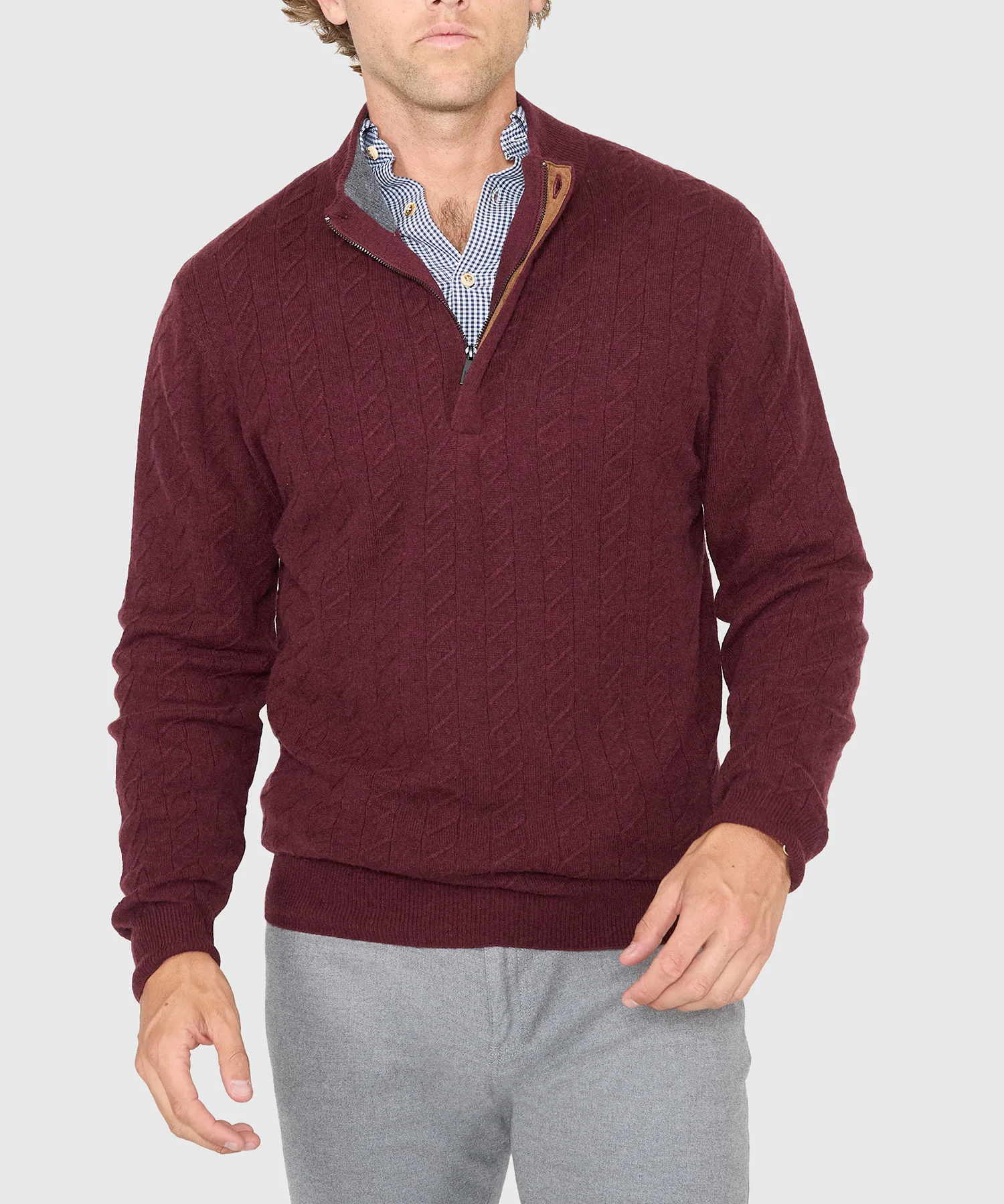 Westport Black Long Sleeve Monaco Cable Knit Button Mock Pullover Sweater - Image 3