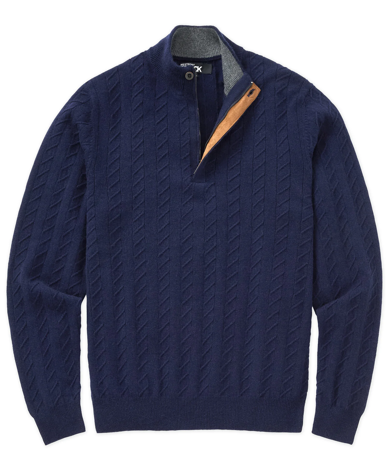 Westport Black Long Sleeve Monaco Cable Knit Button Mock Pullover Sweater - Image 6