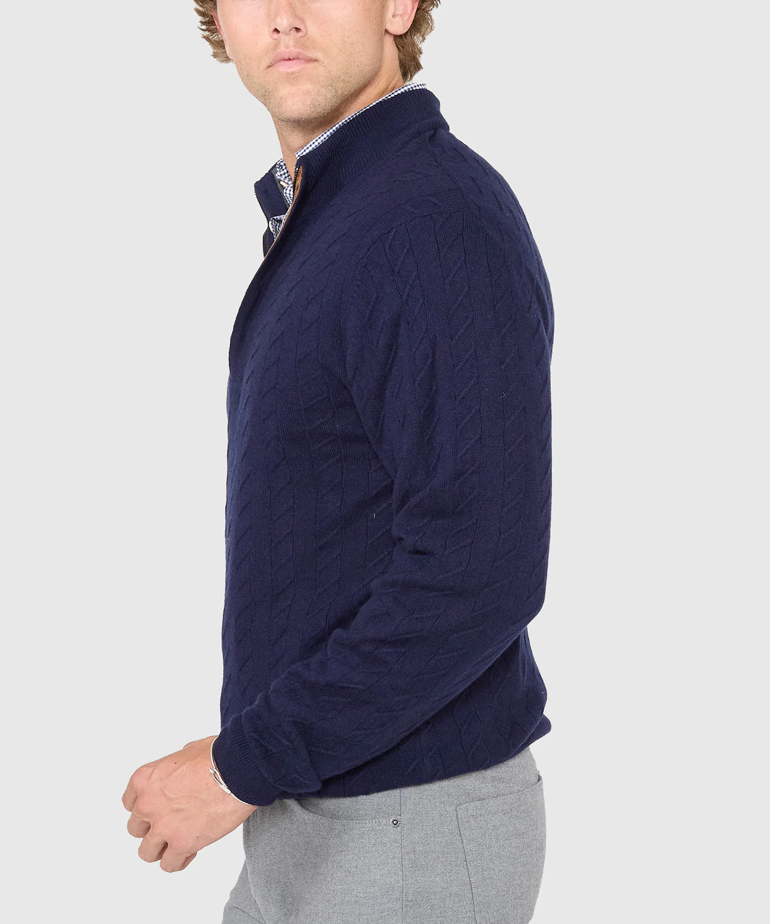 Westport Black Long Sleeve Monaco Cable Knit Button Mock Pullover Sweater - Image 8