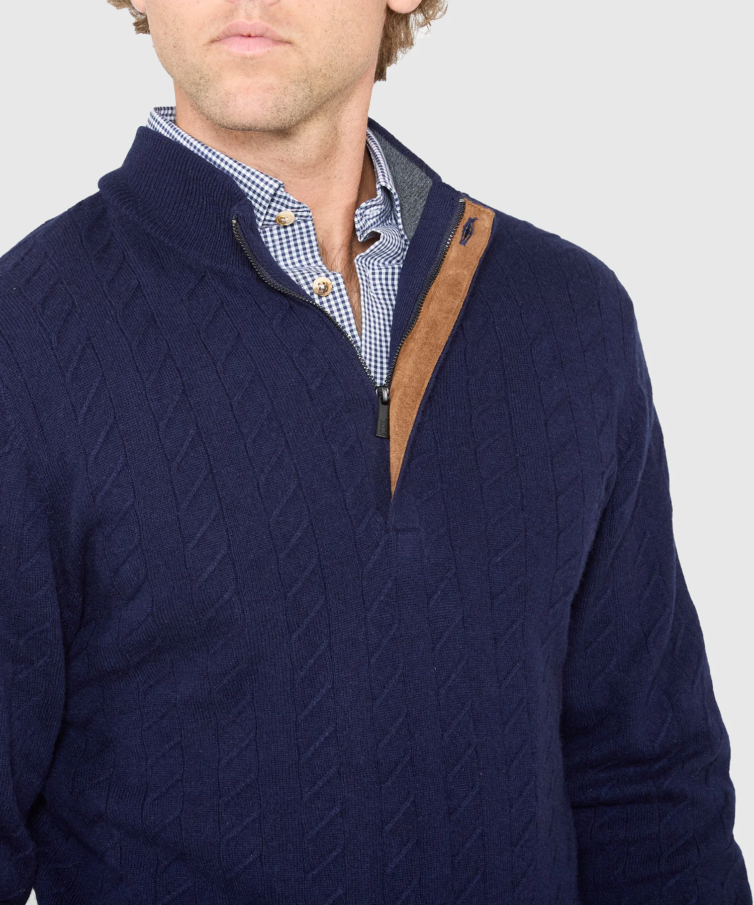 Westport Black Long Sleeve Monaco Cable Knit Button Mock Pullover Sweater - Image 9