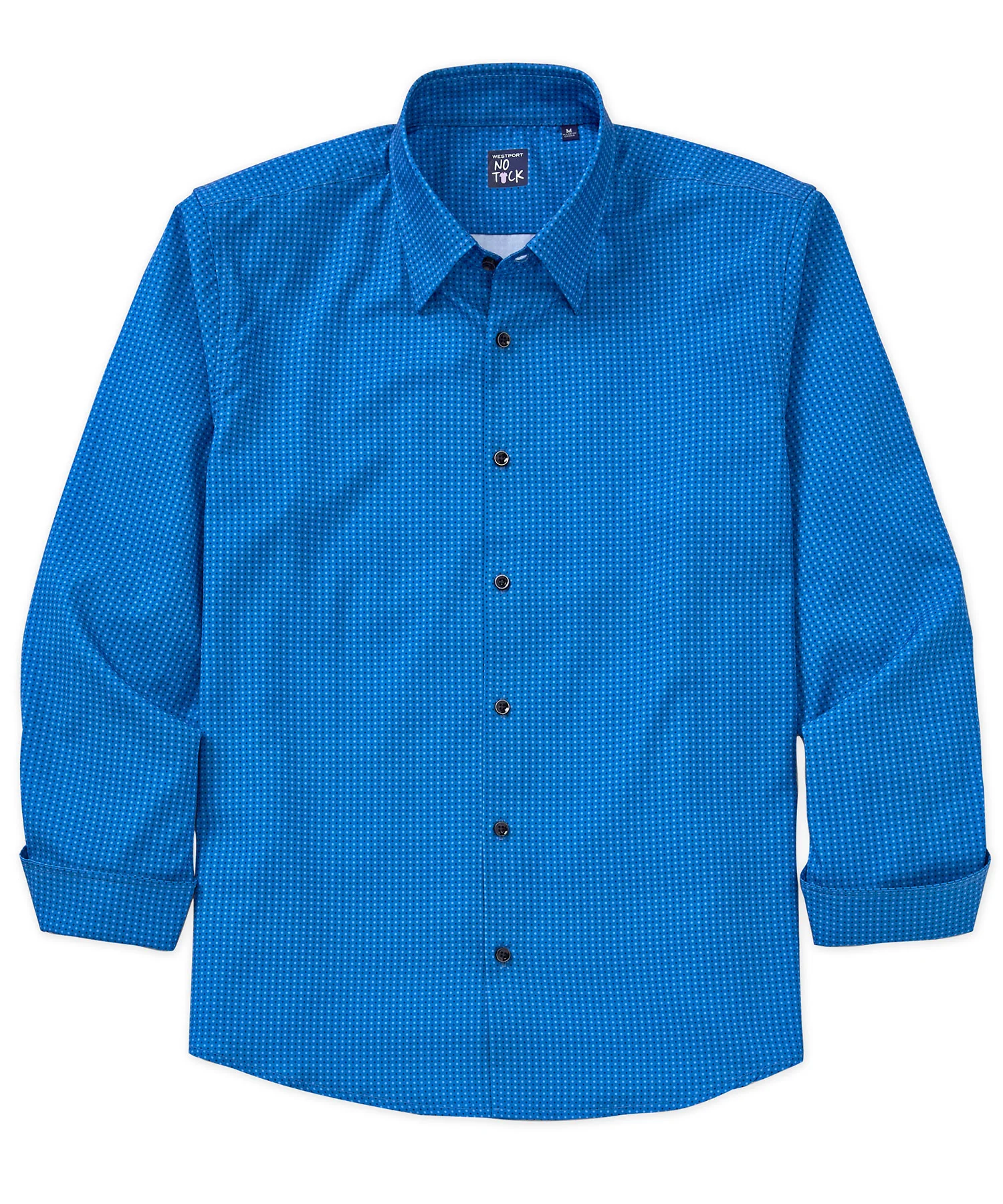 Westport No-Tuck Long Sleeve Button Under Spread Collar Geo Print Stretch Performance Sport Shirt