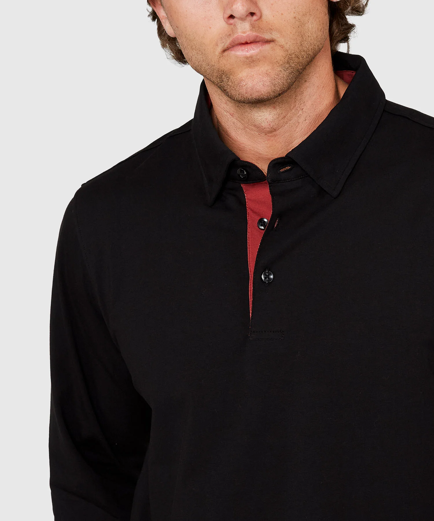 Westport No-Tuck Long Sleeve Stretch Cotton Rich Contrast Trim Placket Polo - Image 12