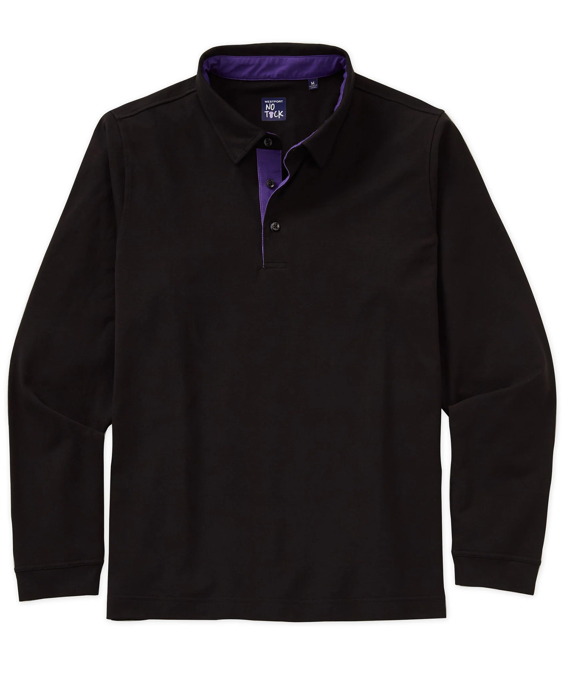 Westport No-Tuck Long Sleeve Stretch Cotton Rich Contrast Trim Placket Polo - Image 13