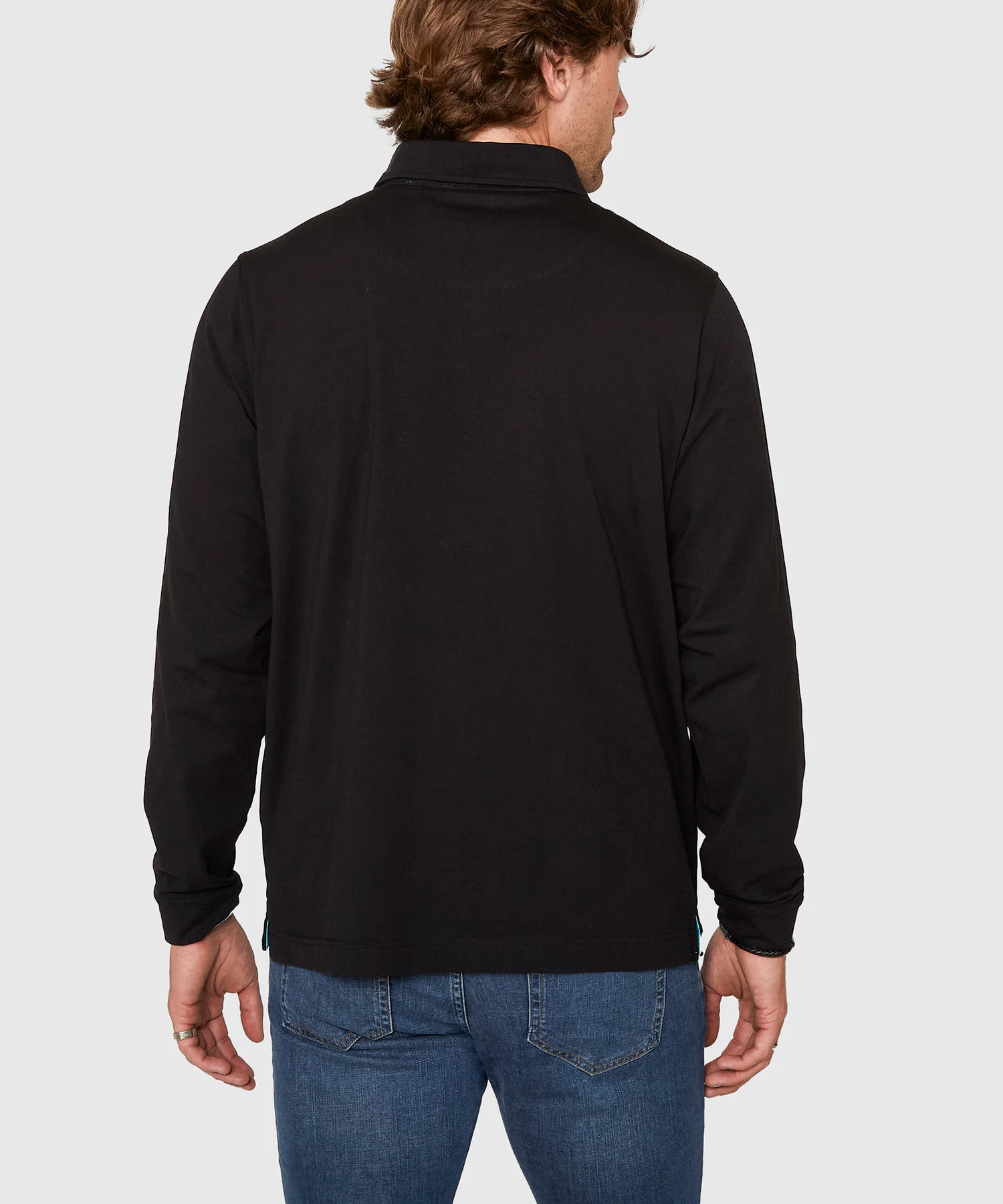 Westport No-Tuck Long Sleeve Stretch Cotton Rich Contrast Trim Placket Polo - Image 7
