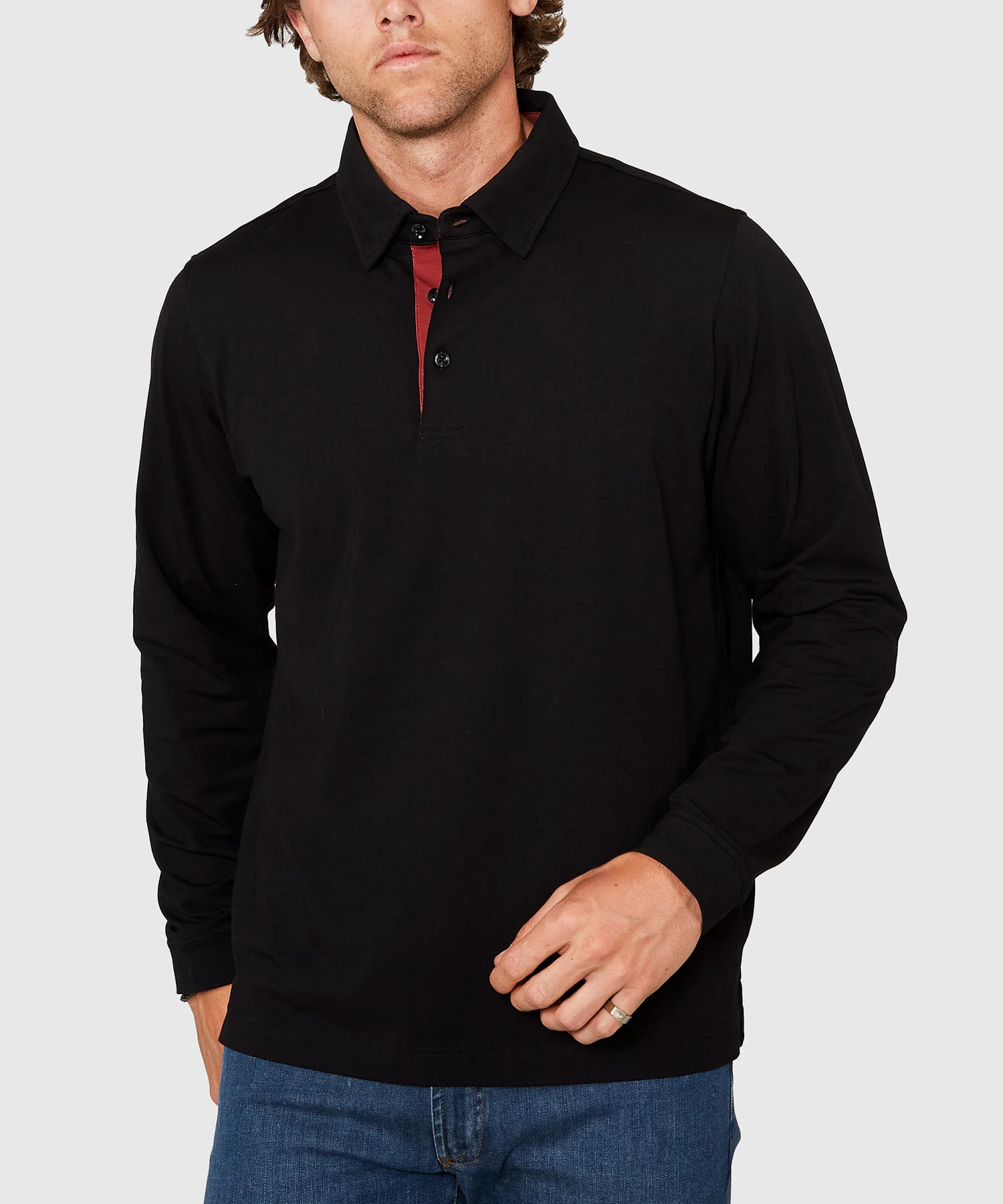 Westport No-Tuck Long Sleeve Stretch Cotton Rich Contrast Trim Placket Polo - Image 9