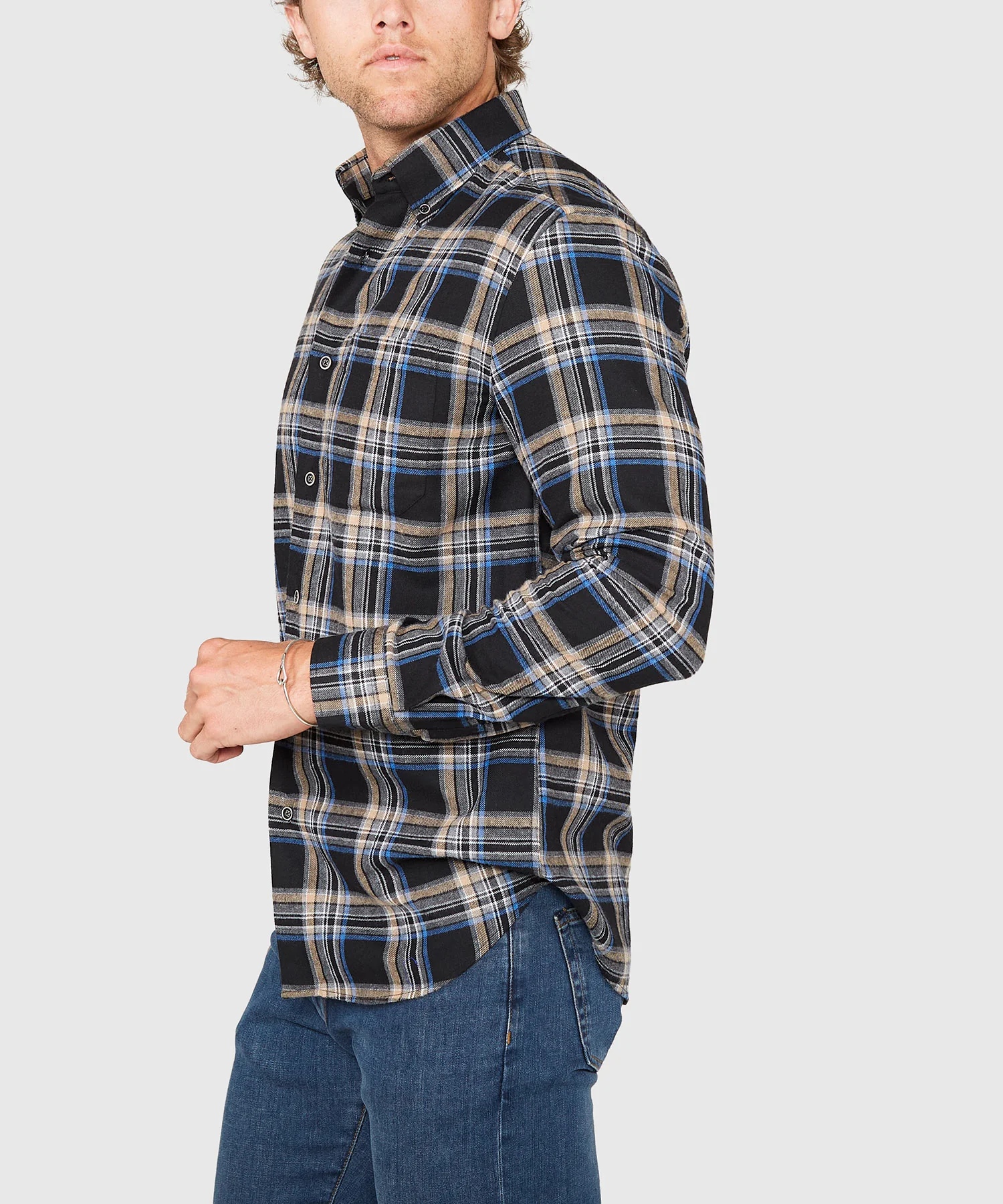 Westport Lifestyle Long Sleeve Button Down Collar Flannel Sport Shirt - Image 4