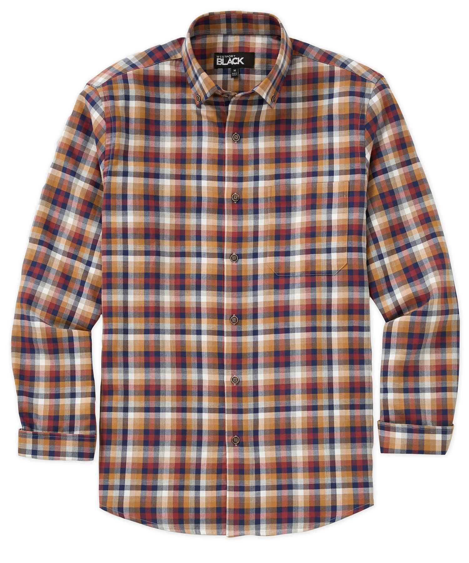 Westport Black Fall Plaid Long Sleeve Button Down Collar Sport Shirt