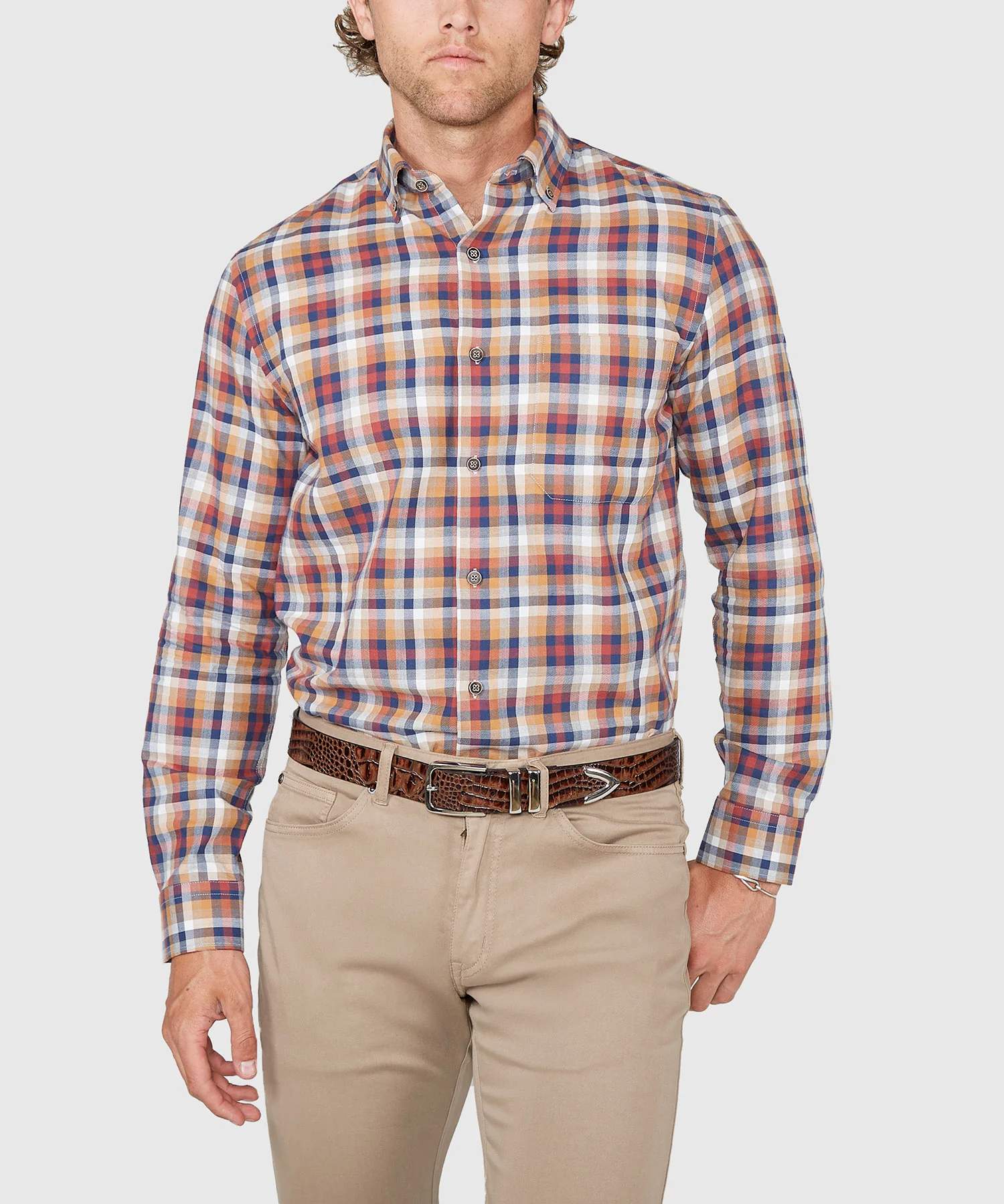 Westport Black Fall Plaid Long Sleeve Button Down Collar Sport Shirt - Image 2