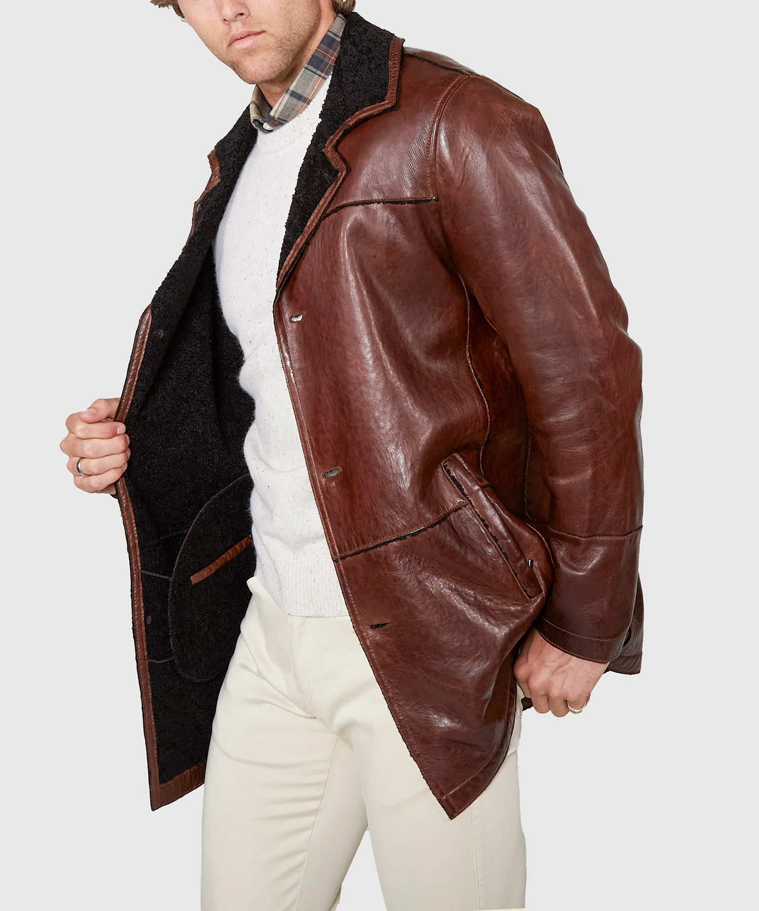 Westport Black Mid-Length Leather Jacket - Image 5