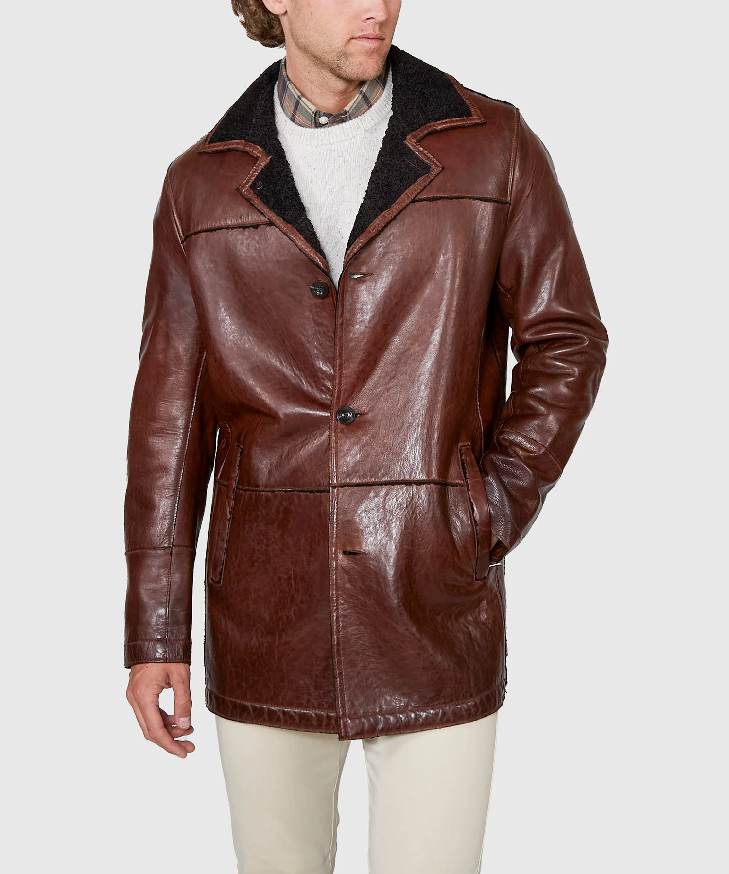 Westport Black Mid-Length Leather Jacket - Image 6
