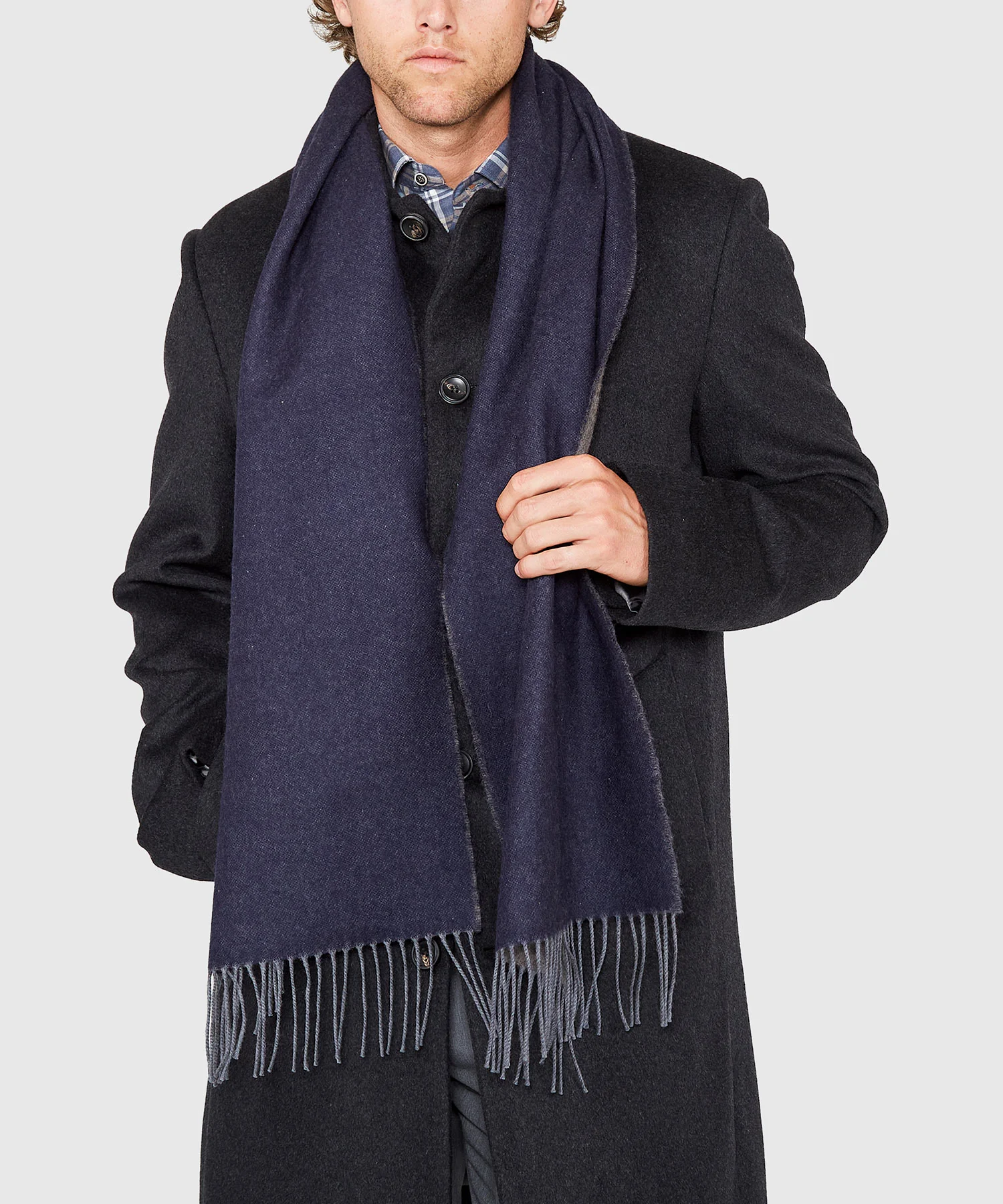Westport Black Reversible Merino Wool Scarf - Image 17