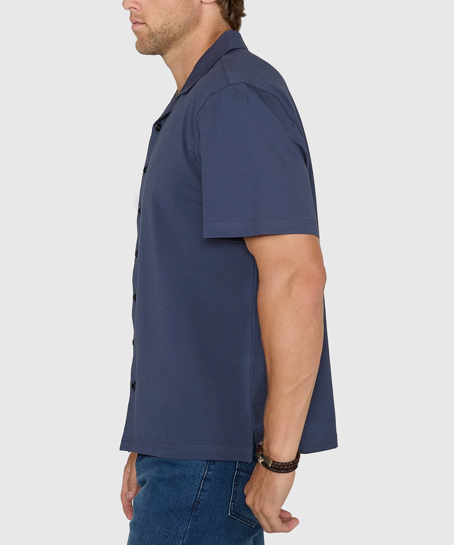 Westport No-Tuck Short Sleeve Cotton Performance Stretch Retro Knit Shirt - Image 3