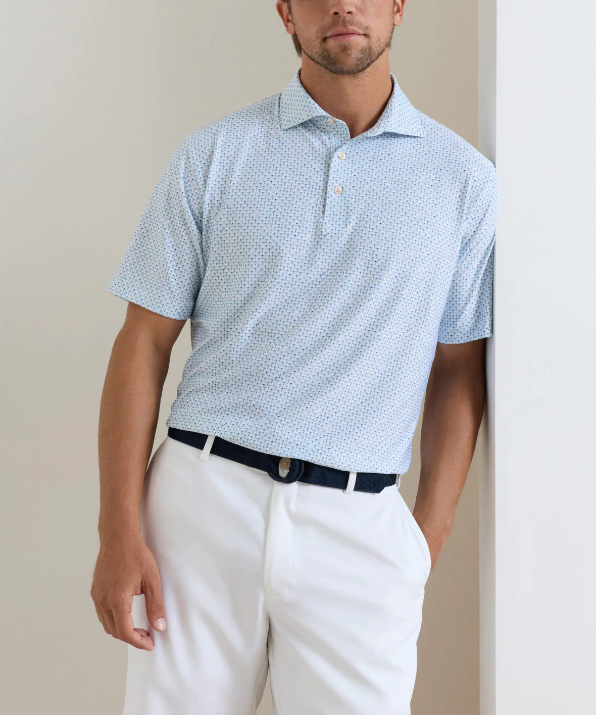 Peter Millar Flock Print Short Sleeve Performance Polo - Image 2